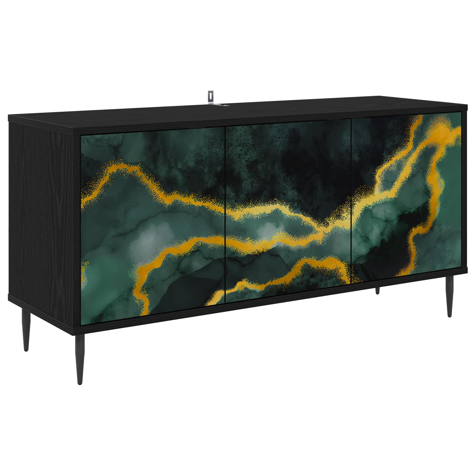 vidaXL Tv-meubel RHENEN 102 x 33 x 51 cm Zwart eiken Bewerkt hout