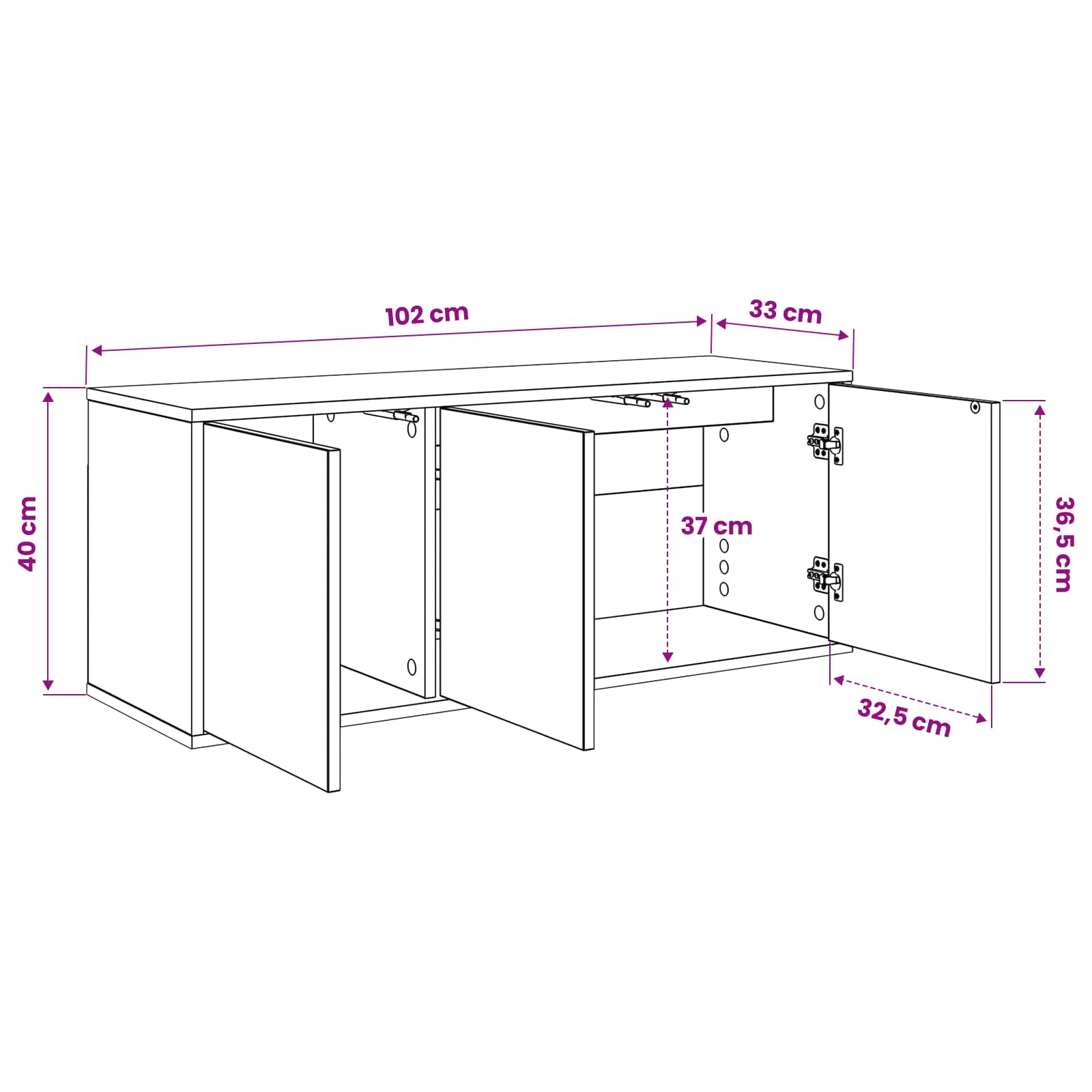 vidaXL Wandgemonteerd tv-meubel RHENEN 102 x 33 x 40 cm Sonoma Eiken