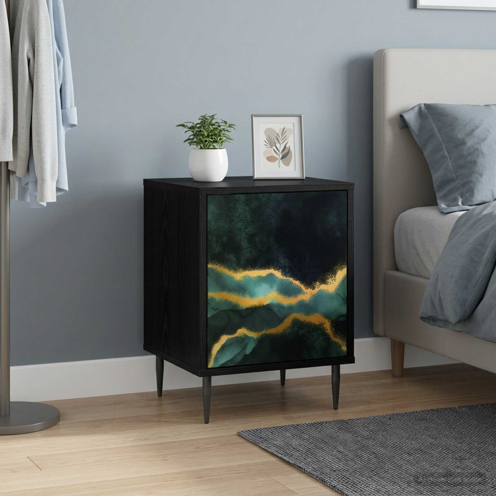 vidaXL Nachtkastje RHENEN Zwart eiken 36 x 33 x 51 cm Bewerkt hout