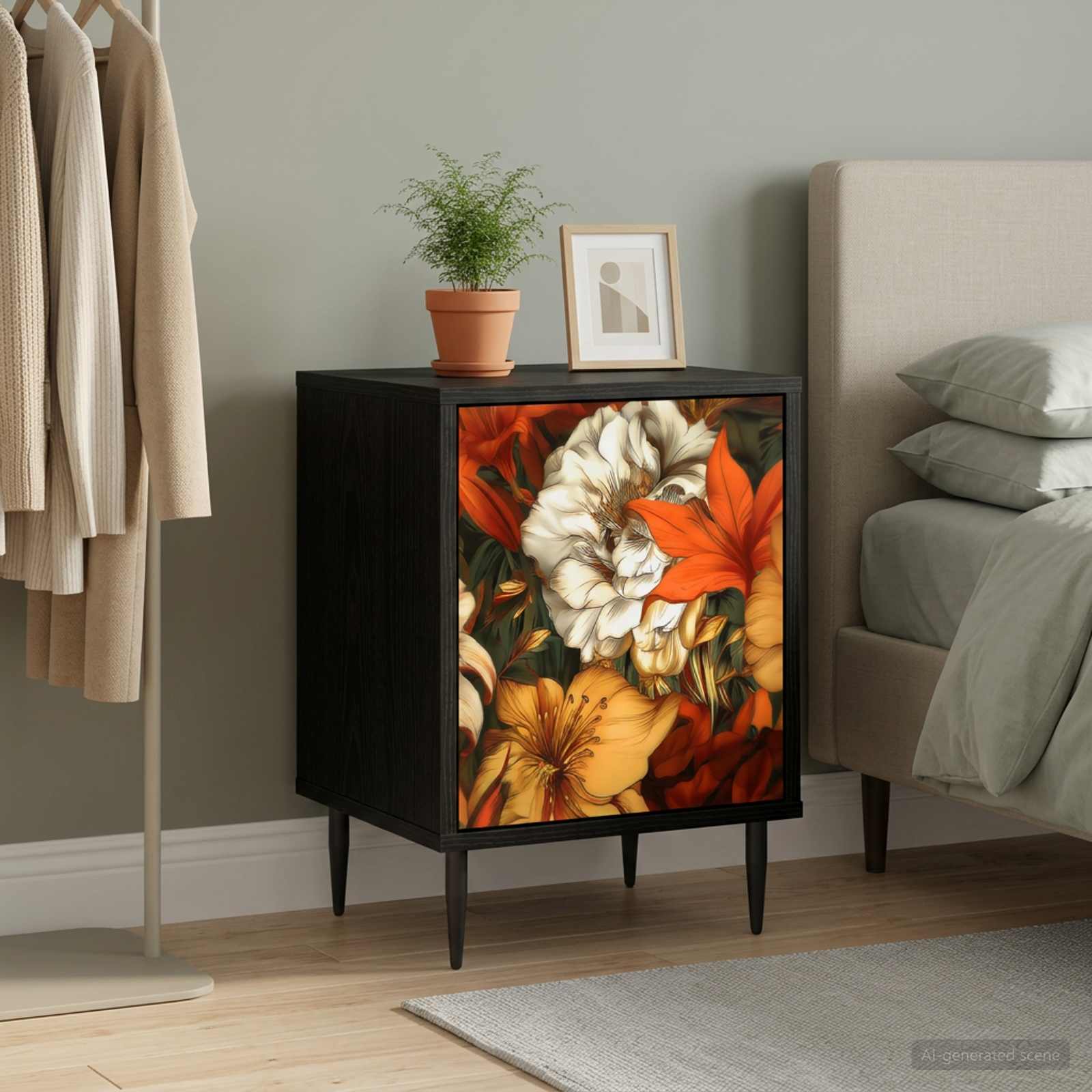 vidaXL Nachtkastje RHENEN Zwart eiken 36 x 33 x 51 cm Bewerkt hout