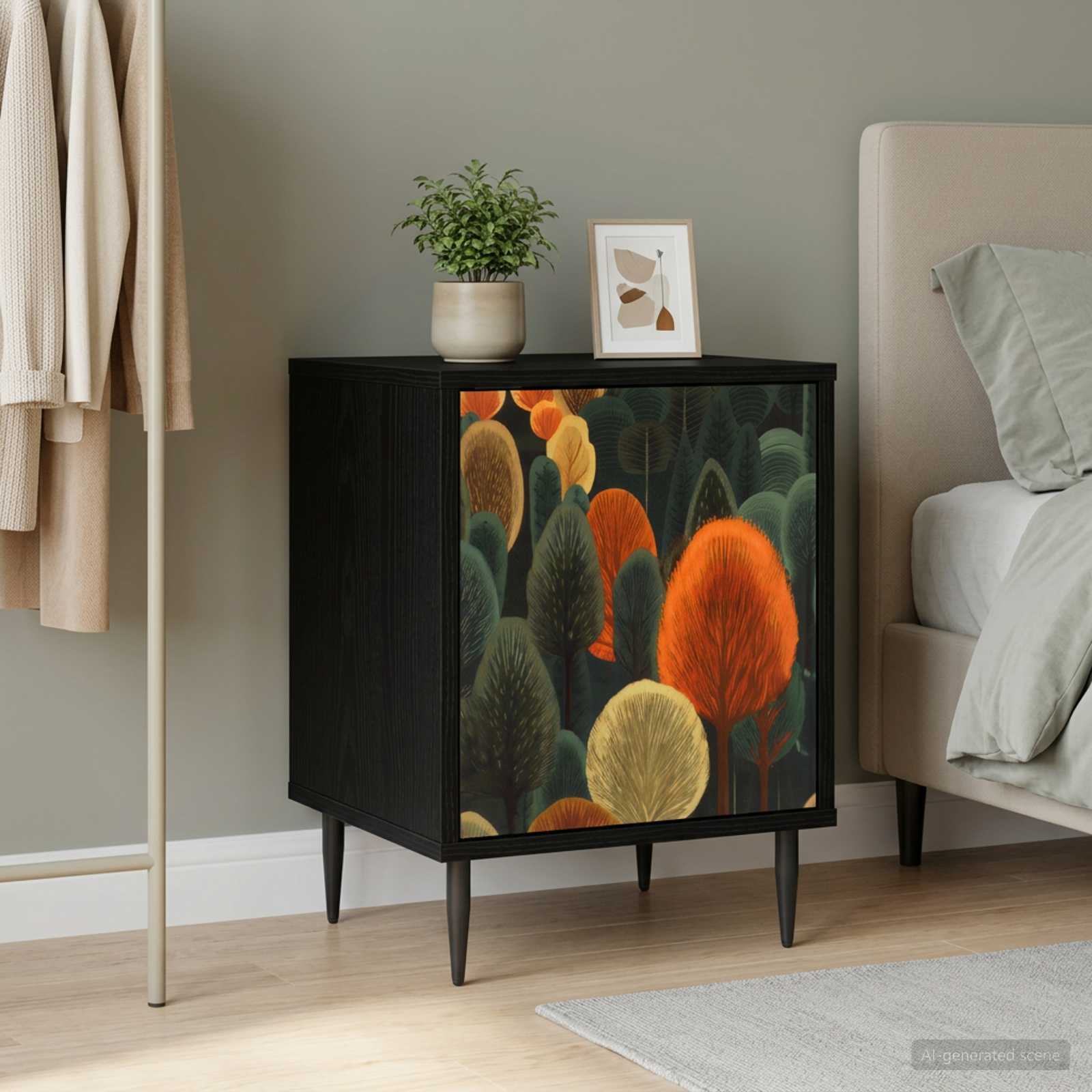 vidaXL Nachtkastje RHENEN Zwart eiken 36 x 33 x 51 cm Bewerkt hout