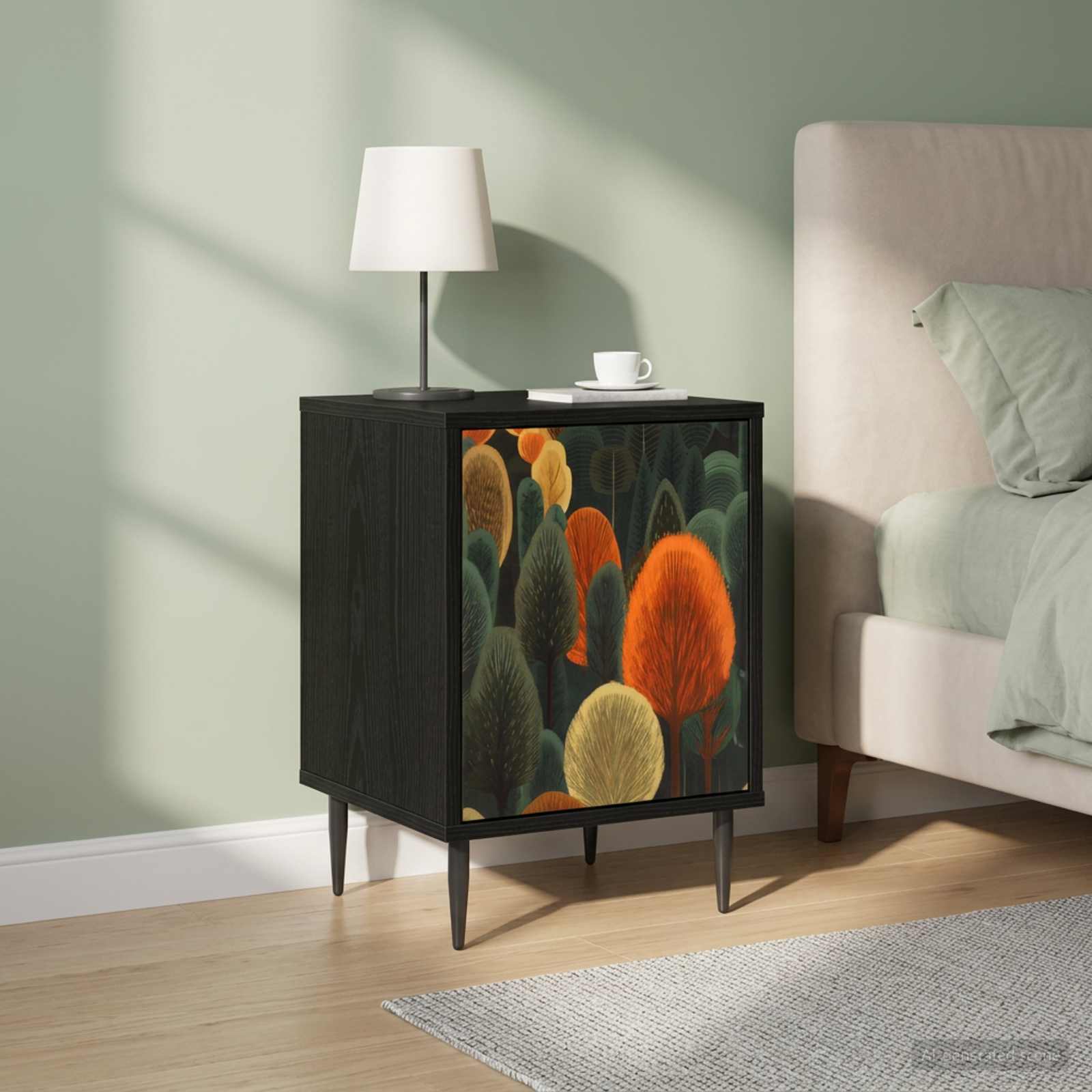 vidaXL Nachtkastje RHENEN Zwart eiken 36 x 33 x 51 cm Bewerkt hout