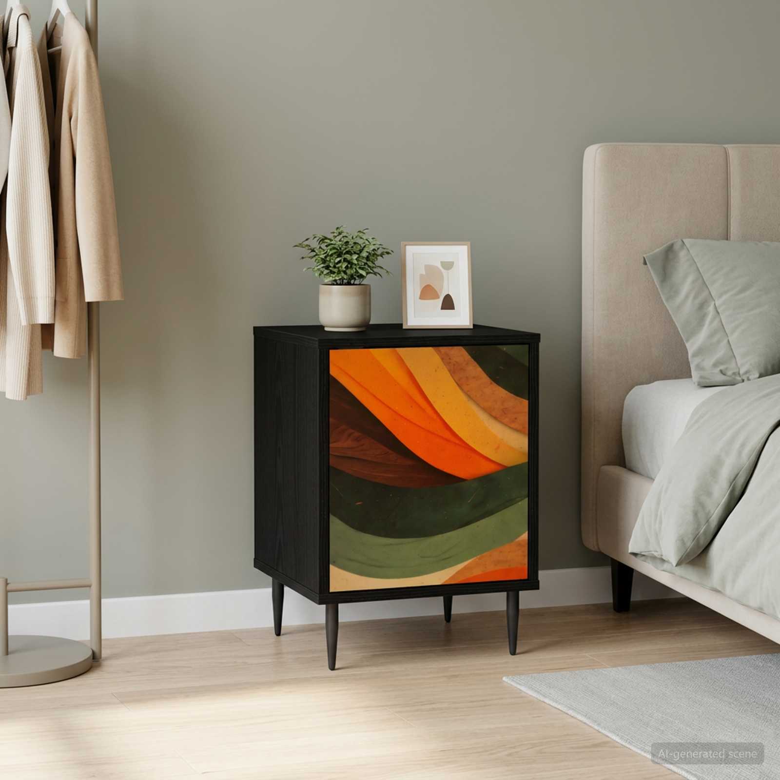 vidaXL Nachtkastje RHENEN Zwart eiken 36 x 33 x 51 cm Bewerkt hout