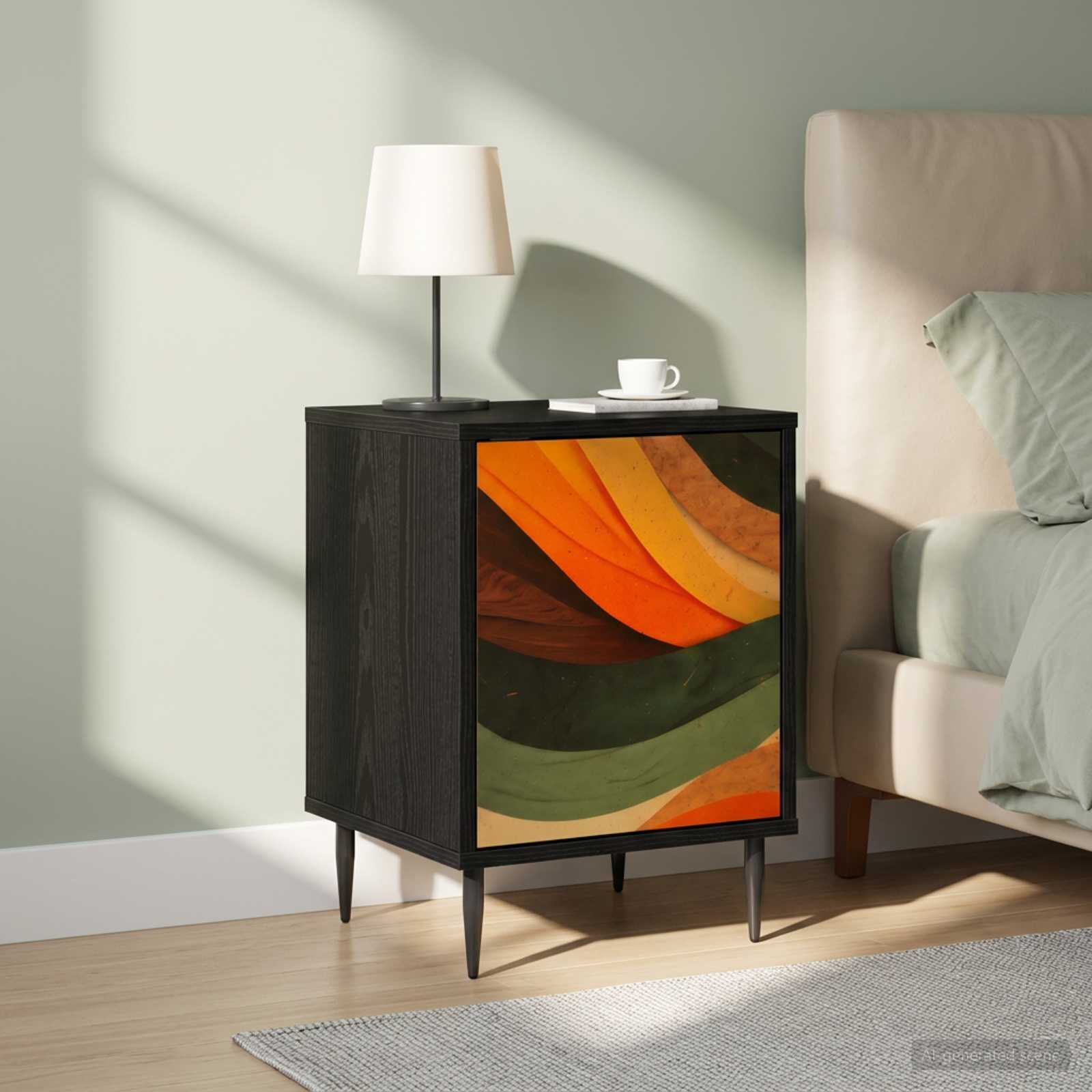 vidaXL Nachtkastje RHENEN Zwart eiken 36 x 33 x 51 cm Bewerkt hout