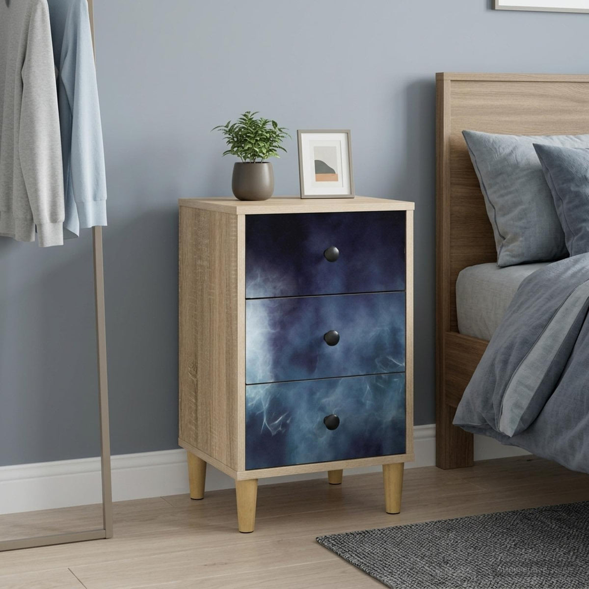 vidaXL Nachtkastje RHENEN Sonoma Eiken 36 x 33 x 60 cm Bewerkt hout