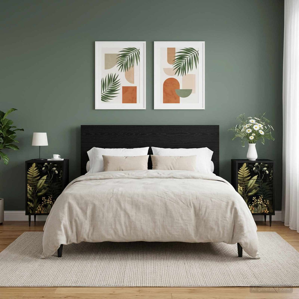 vidaXL Nachtkastje RHENEN Zwart eiken 36 x 33 x 61 cm Bewerkt hout