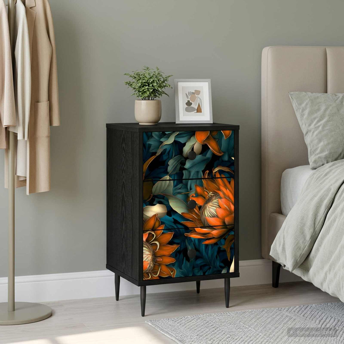 vidaXL Nachtkastje RHENEN Zwart eiken 36 x 33 x 61 cm Bewerkt hout