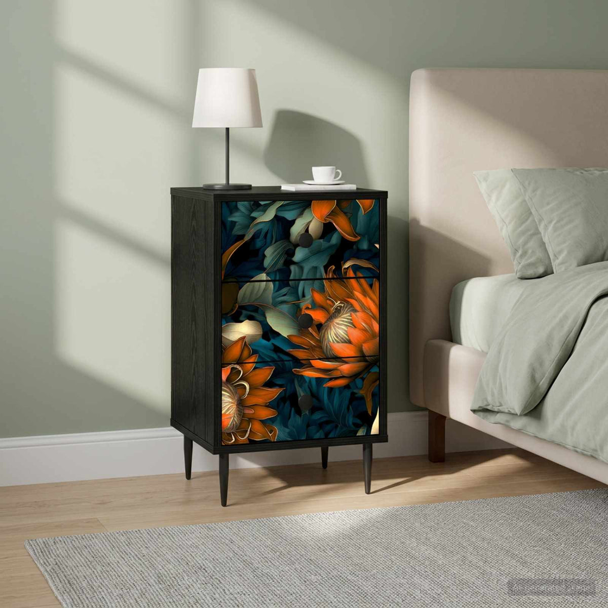 vidaXL Nachtkastje RHENEN Zwart eiken 36 x 33 x 61 cm Bewerkt hout