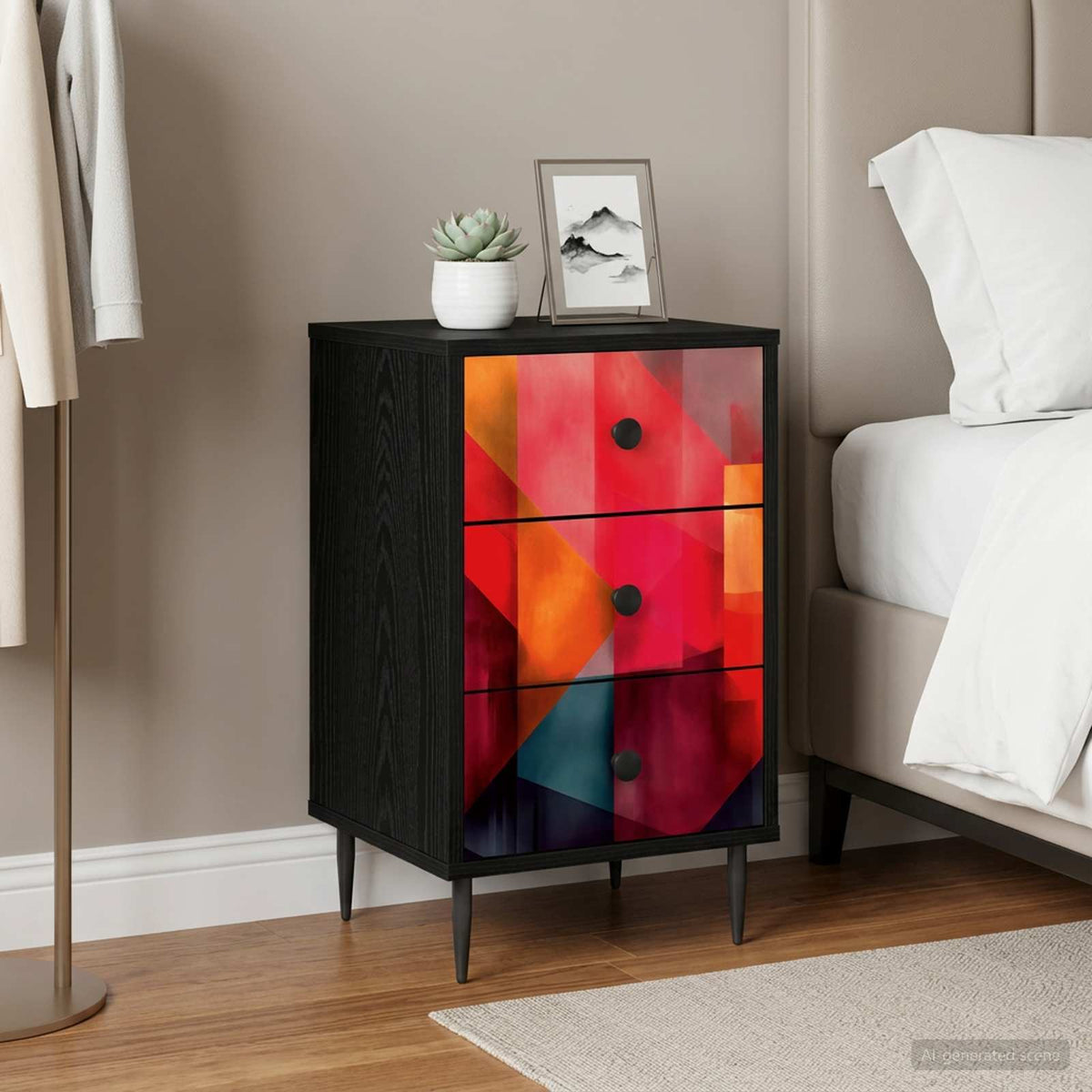 vidaXL Nachtkastje RHENEN Zwart eiken 36 x 33 x 61 cm Bewerkt hout