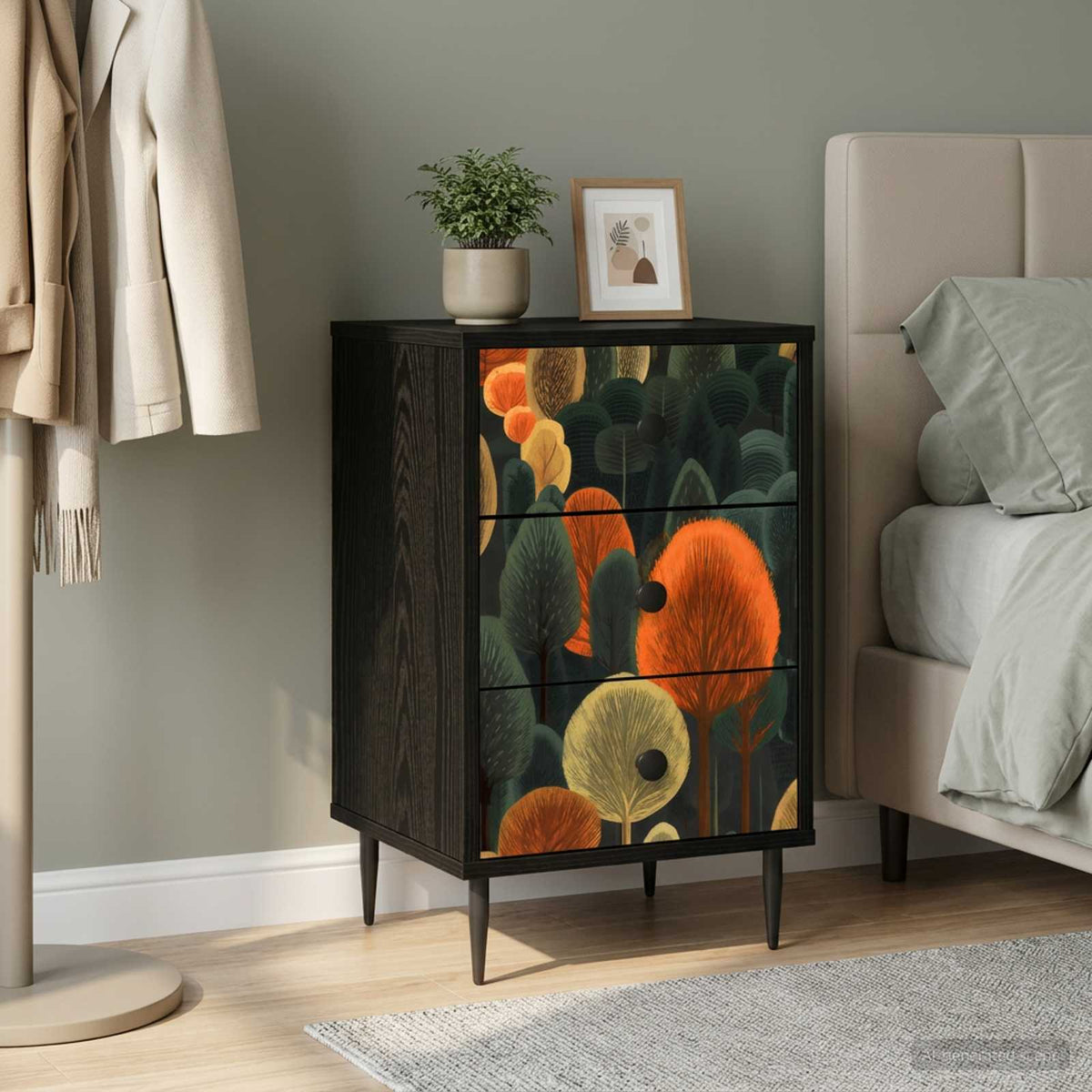 vidaXL Nachtkastje RHENEN Zwart eiken 36 x 33 x 61 cm Bewerkt hout