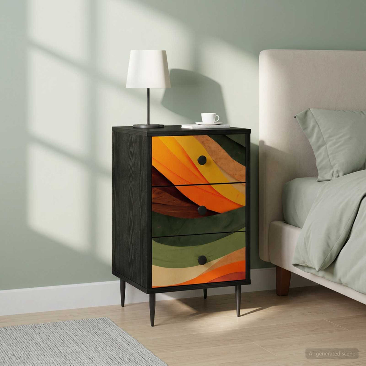 vidaXL Nachtkastje RHENEN Zwart eiken 36 x 33 x 61 cm Bewerkt hout