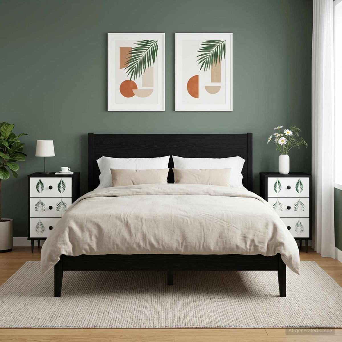 vidaXL Nachtkastje RHENEN Zwart eiken 36 x 33 x 61 cm Bewerkt hout