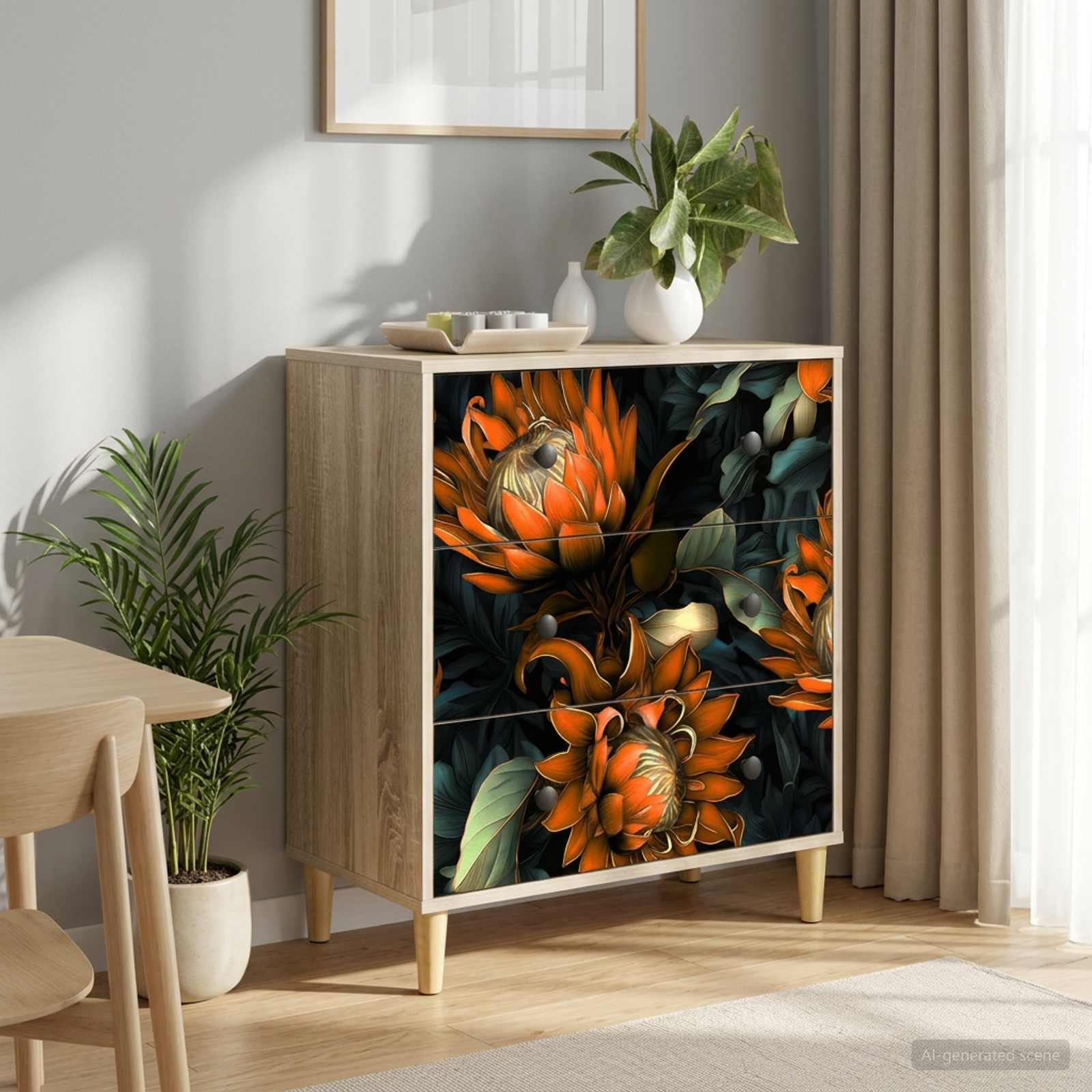 vidaXL Ladekast RHENEN Tropisch junglemotief 66 x 36,5 x 75 cm Sonoma