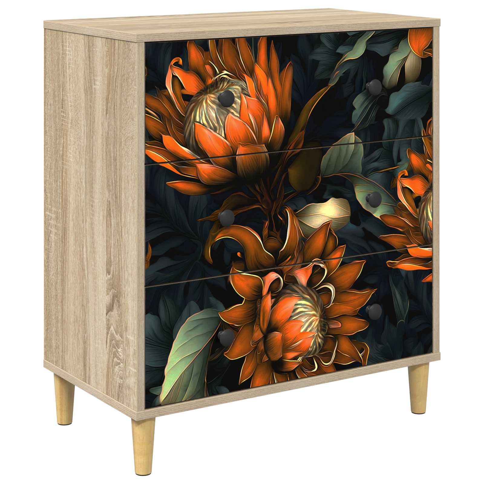vidaXL Ladekast RHENEN Tropisch junglemotief 66 x 36,5 x 75 cm Sonoma