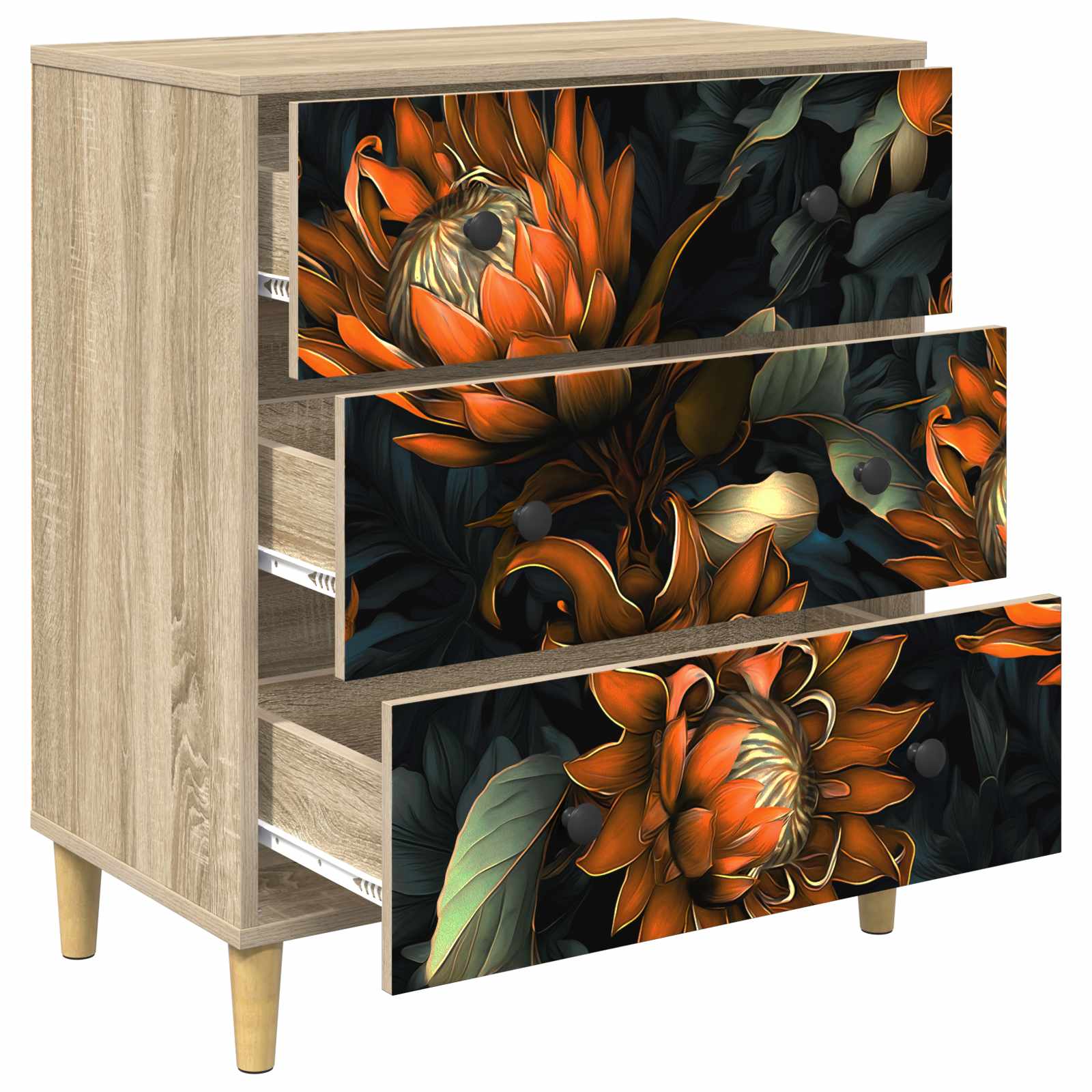 vidaXL Ladekast RHENEN Tropisch junglemotief 66 x 36,5 x 75 cm Sonoma