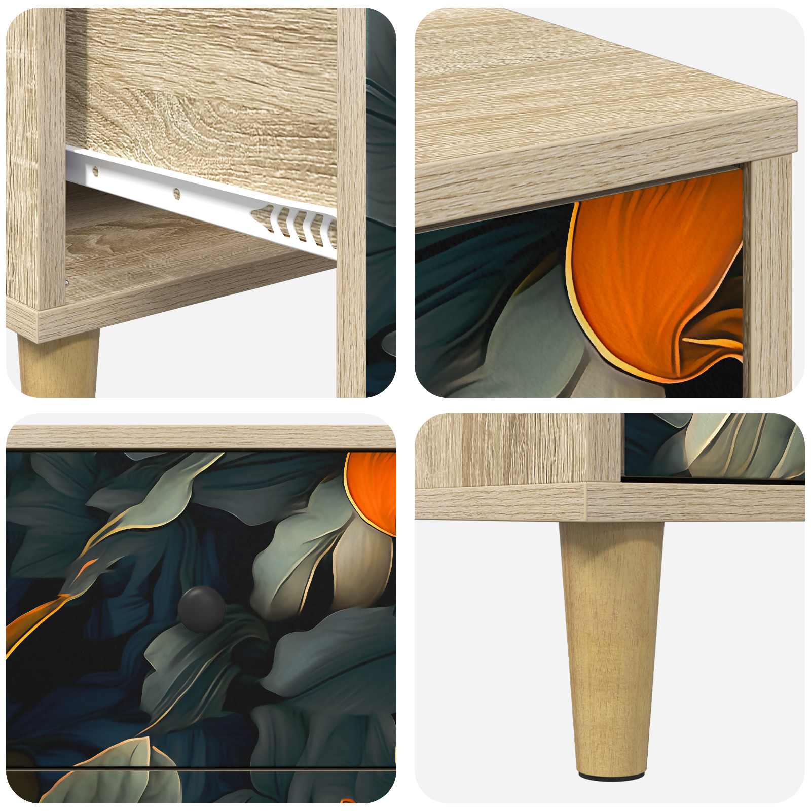vidaXL Ladekast RHENEN Tropisch junglemotief 66 x 36,5 x 75 cm Sonoma