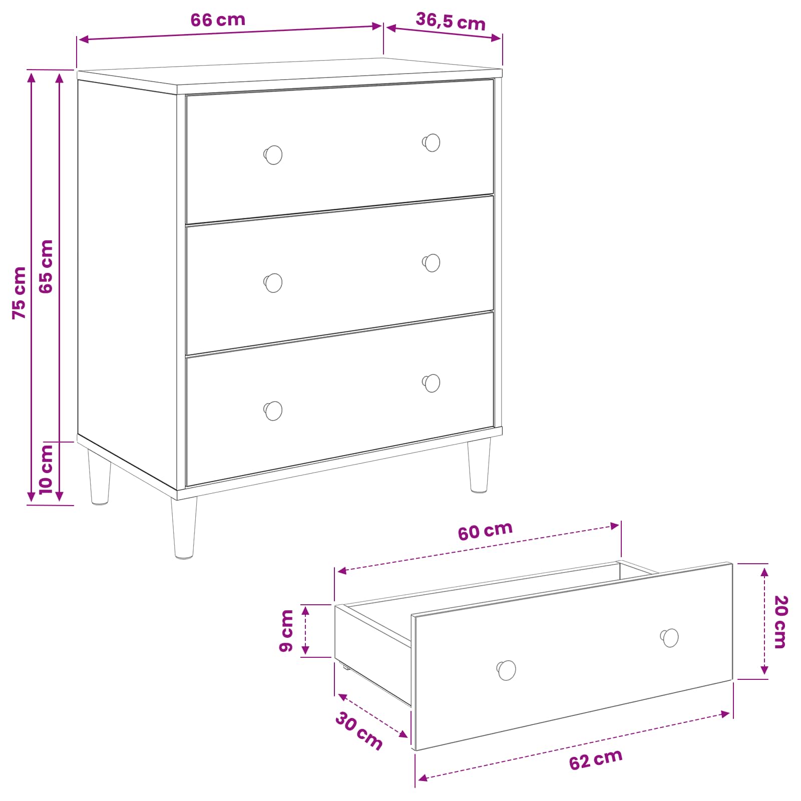 vidaXL Ladekast RHENEN Tropisch junglemotief 66 x 36,5 x 75 cm Sonoma