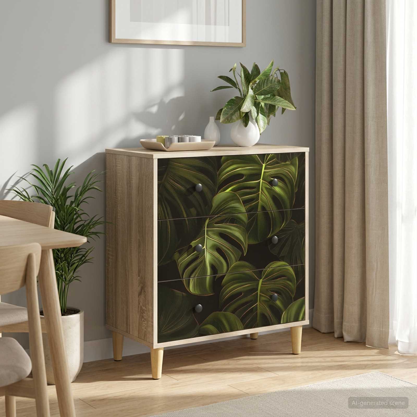 vidaXL Ladekast RHENEN Tropisch junglemotief 66 x 36,5 x 75 cm Sonoma