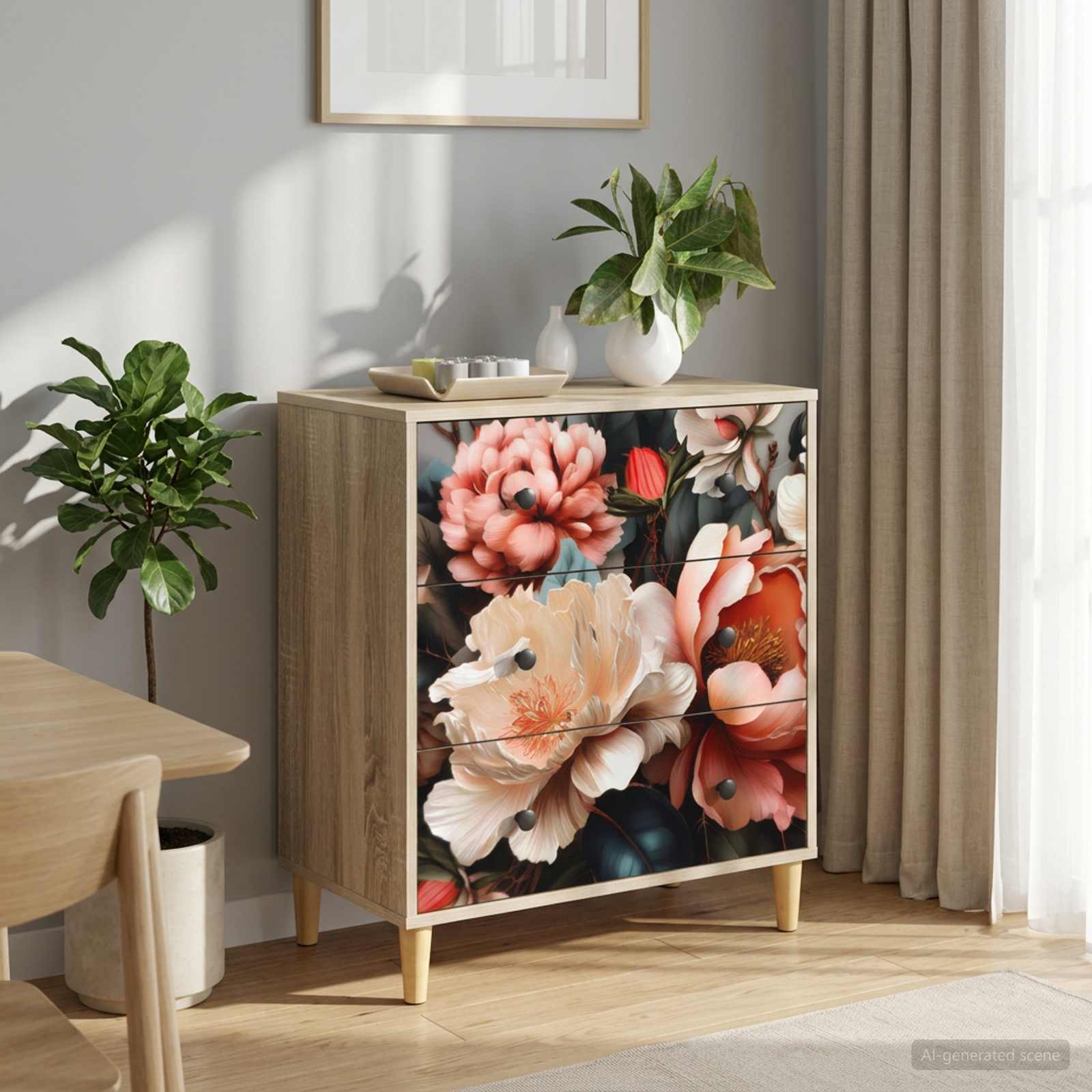 vidaXL Ladekast RHENEN Tropisch junglemotief 66 x 36,5 x 75 cm Sonoma