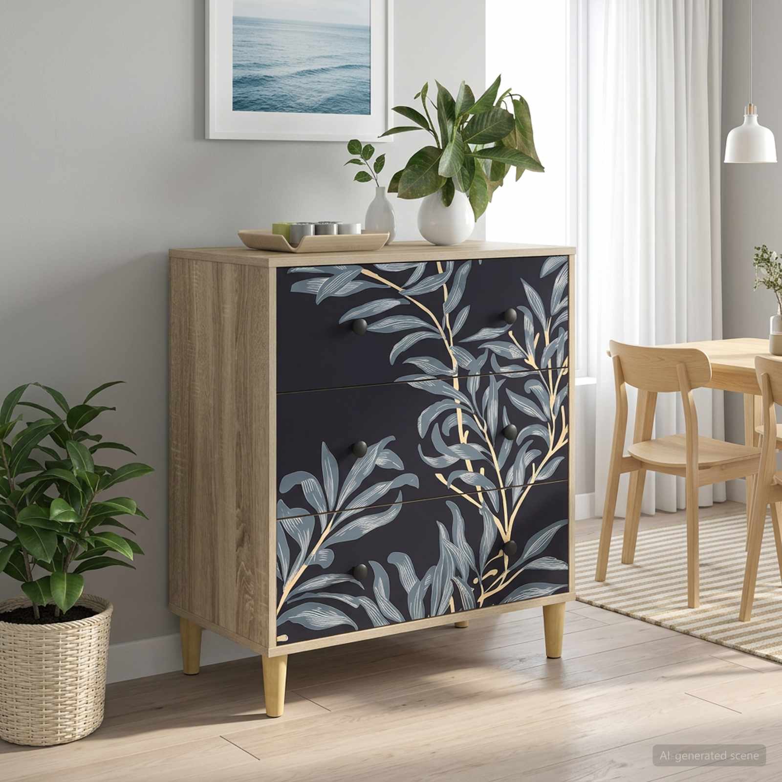 vidaXL Ladekast RHENEN Tropisch junglemotief 66 x 36,5 x 75 cm Sonoma