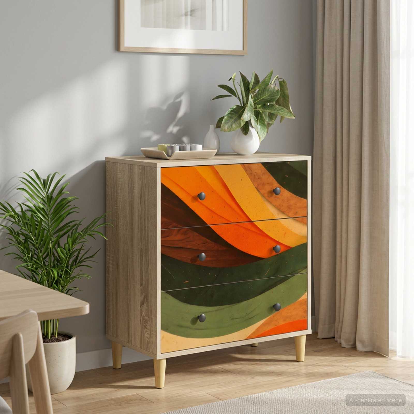 vidaXL Ladekast RHENEN Tropisch junglemotief 66 x 36,5 x 75 cm Sonoma