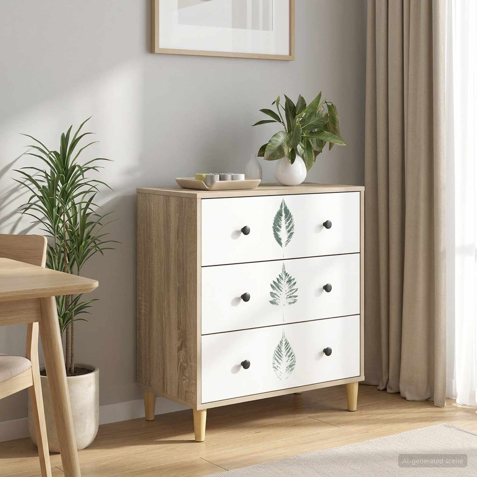 vidaXL Ladekast RHENEN Tropisch junglemotief 66 x 36,5 x 75 cm Sonoma