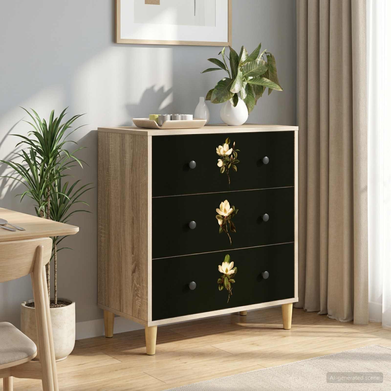 vidaXL Ladekast RHENEN Tropisch junglemotief 66 x 36,5 x 75 cm Sonoma