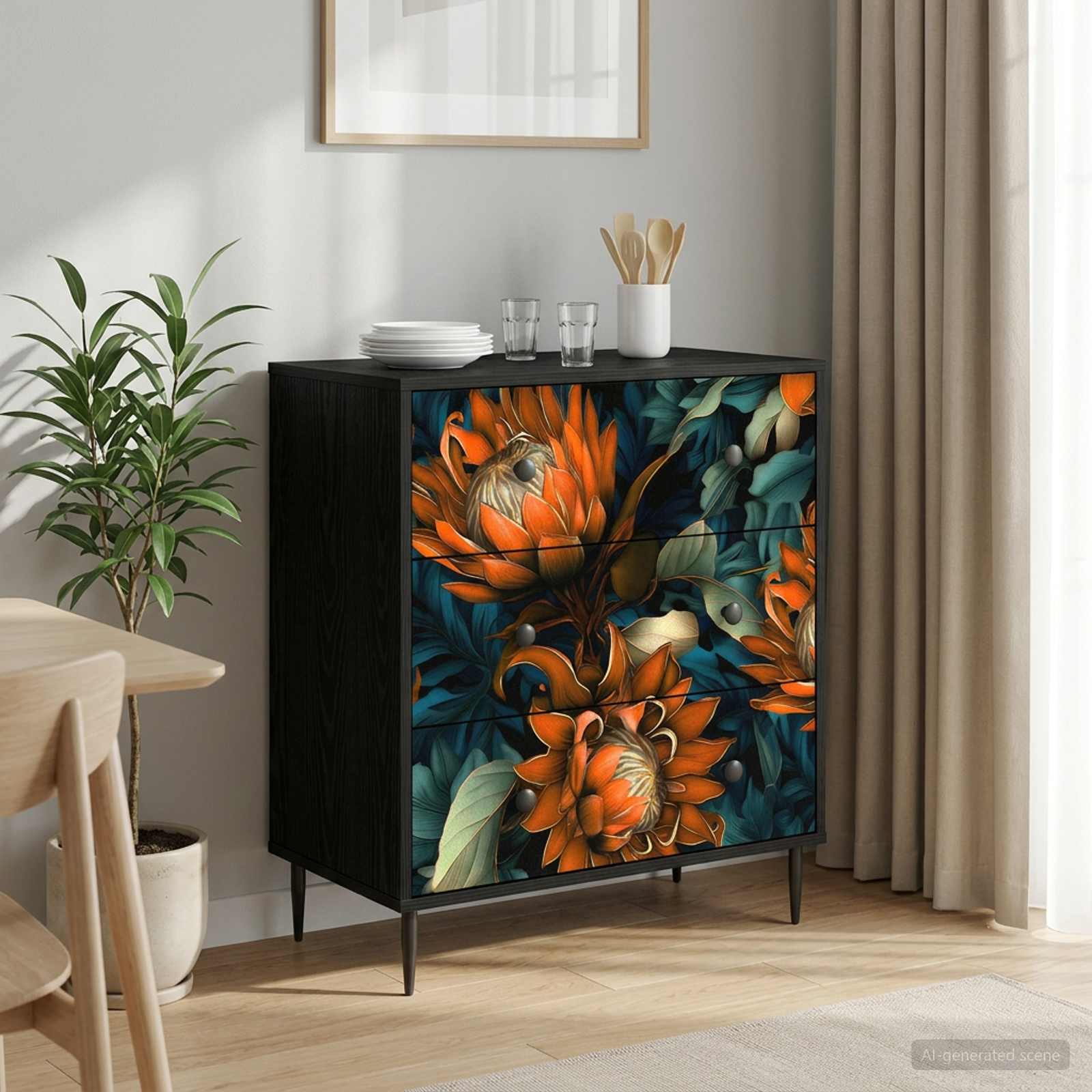 vidaXL Ladekast RHENEN Tropisch junglemotief 66 x 36,5 x 76 cm