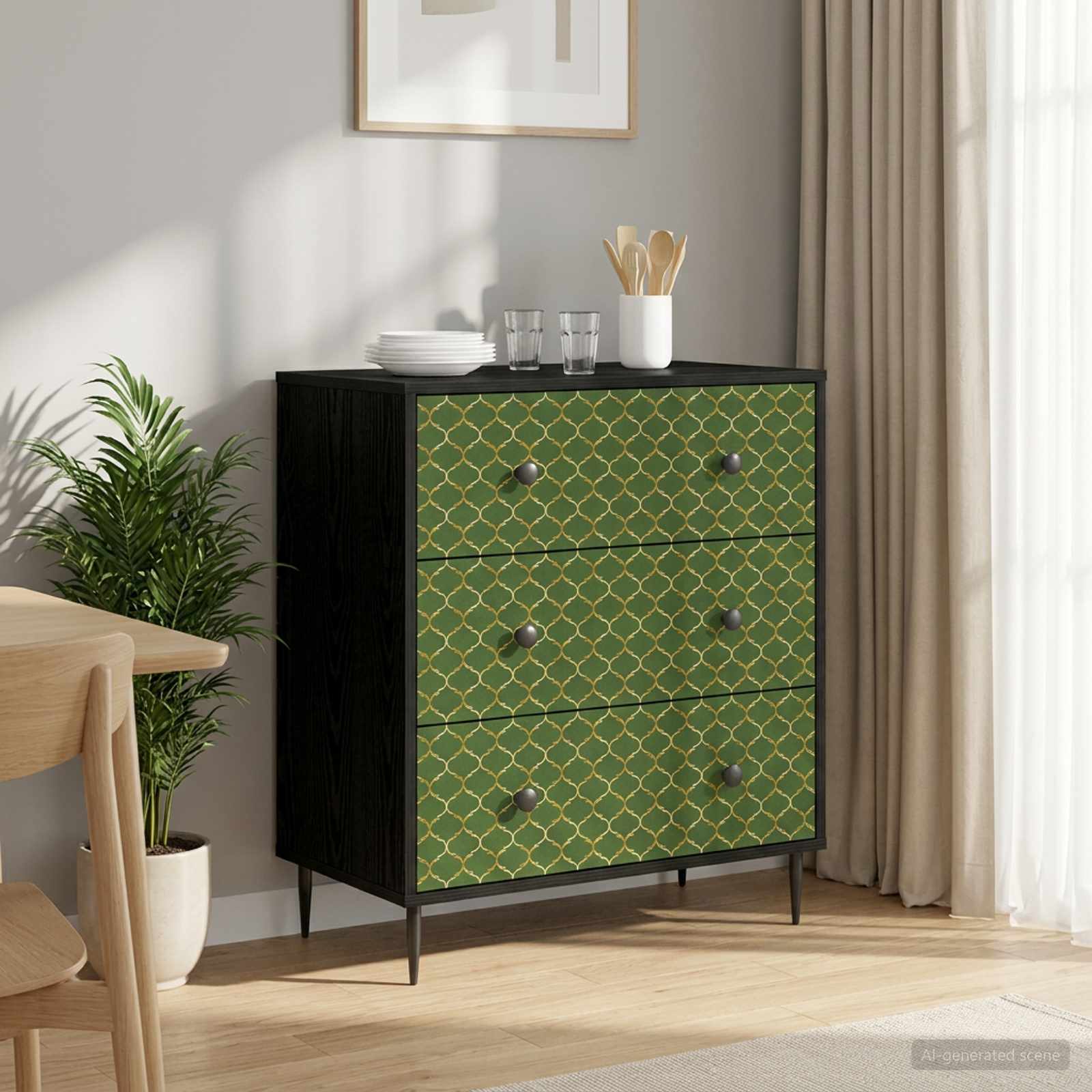 vidaXL Ladekast RHENEN Tropisch junglemotief 66 x 36,5 x 76 cm