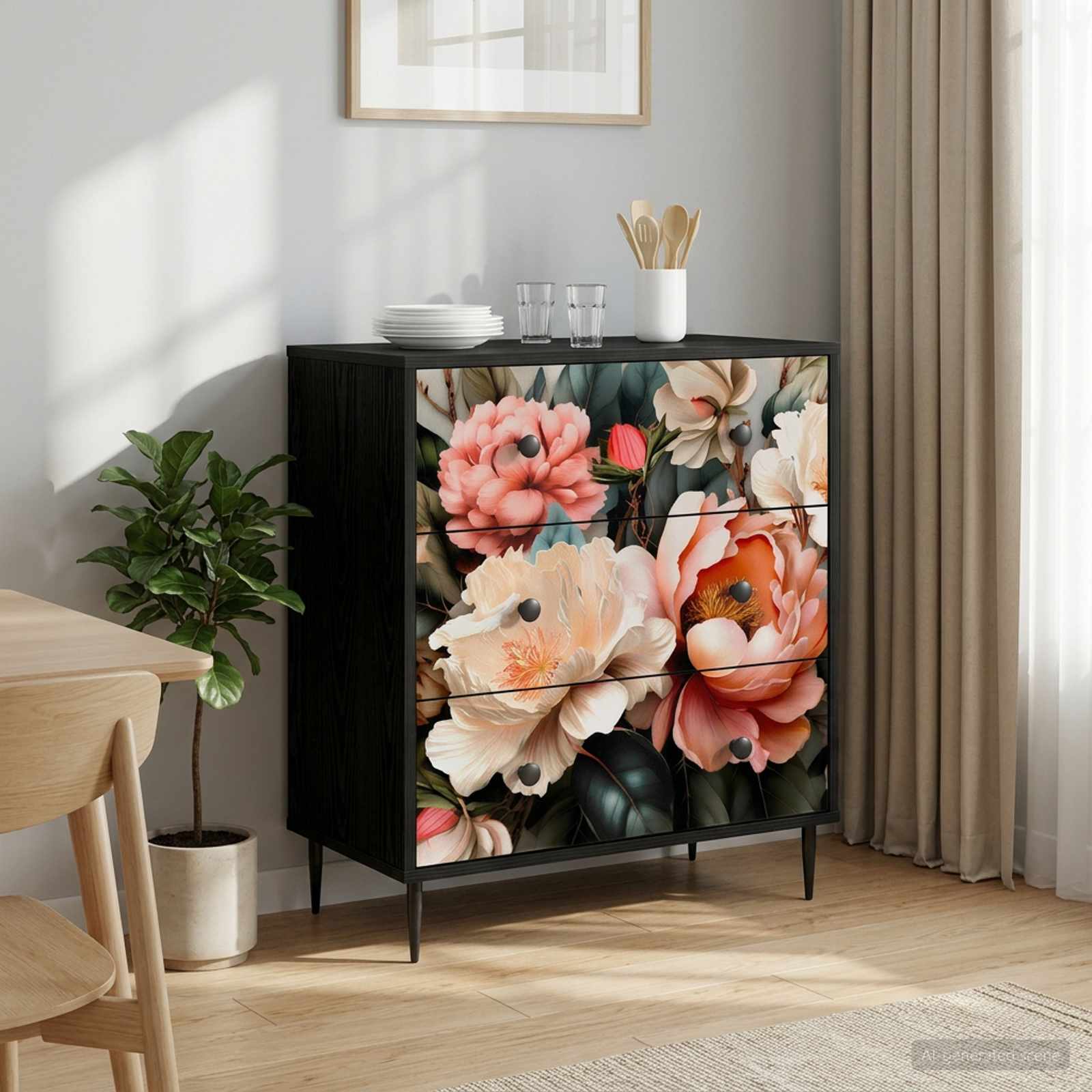 vidaXL Ladekast RHENEN Tropisch junglemotief 66 x 36,5 x 76 cm