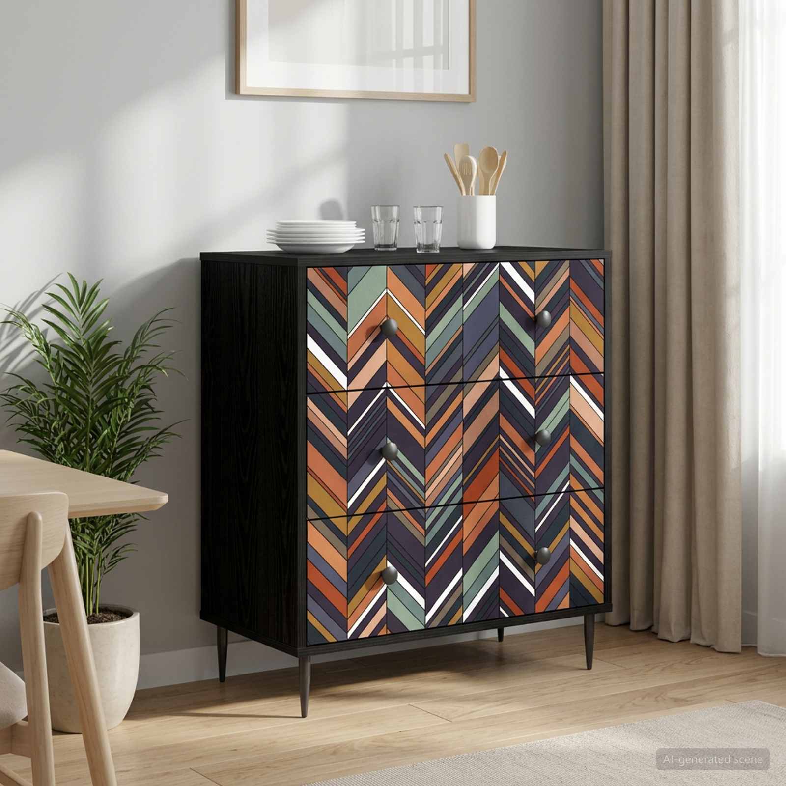 vidaXL Ladekast RHENEN Tropisch junglemotief 66 x 36,5 x 76 cm