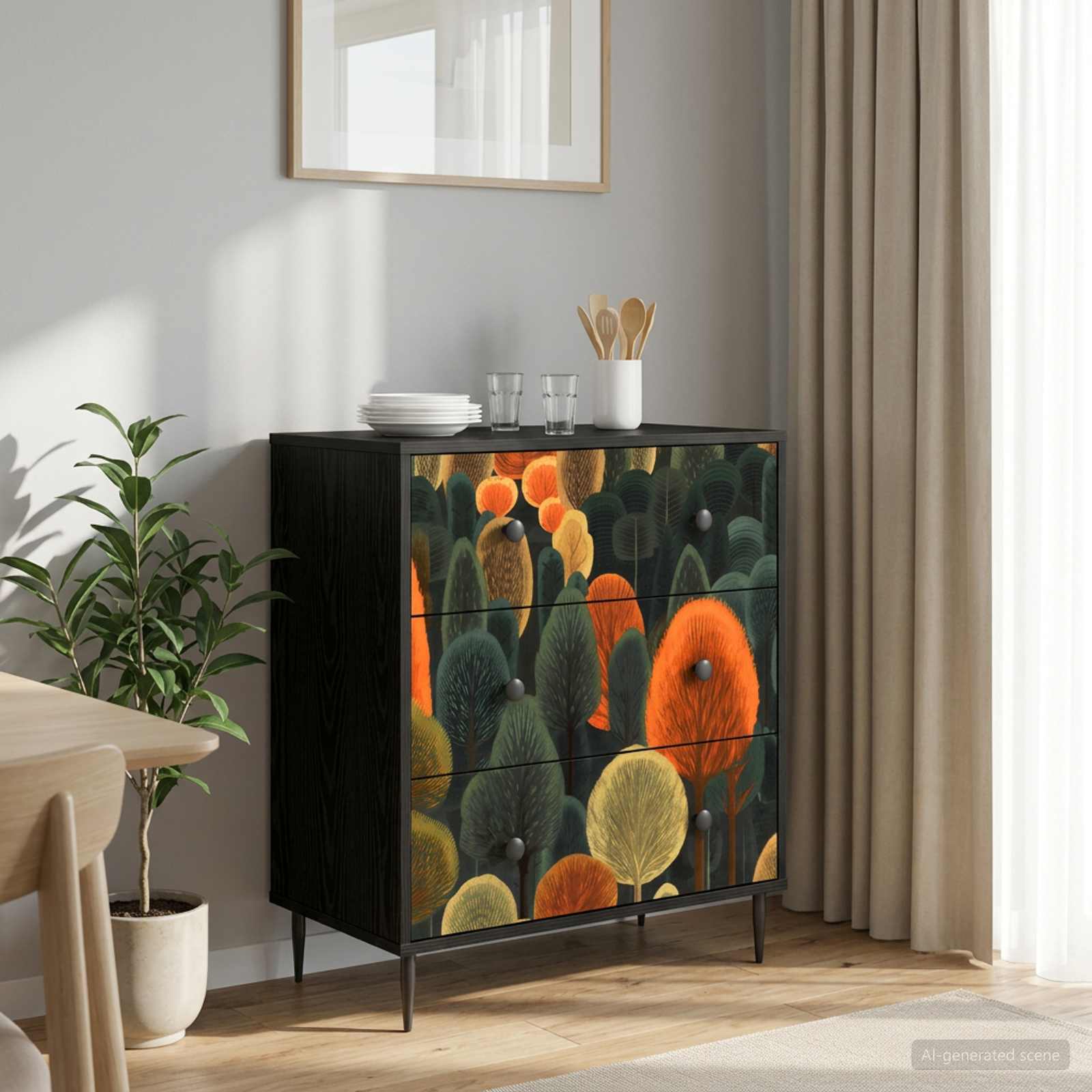 vidaXL Ladekast RHENEN Tropisch junglemotief 66 x 36,5 x 76 cm