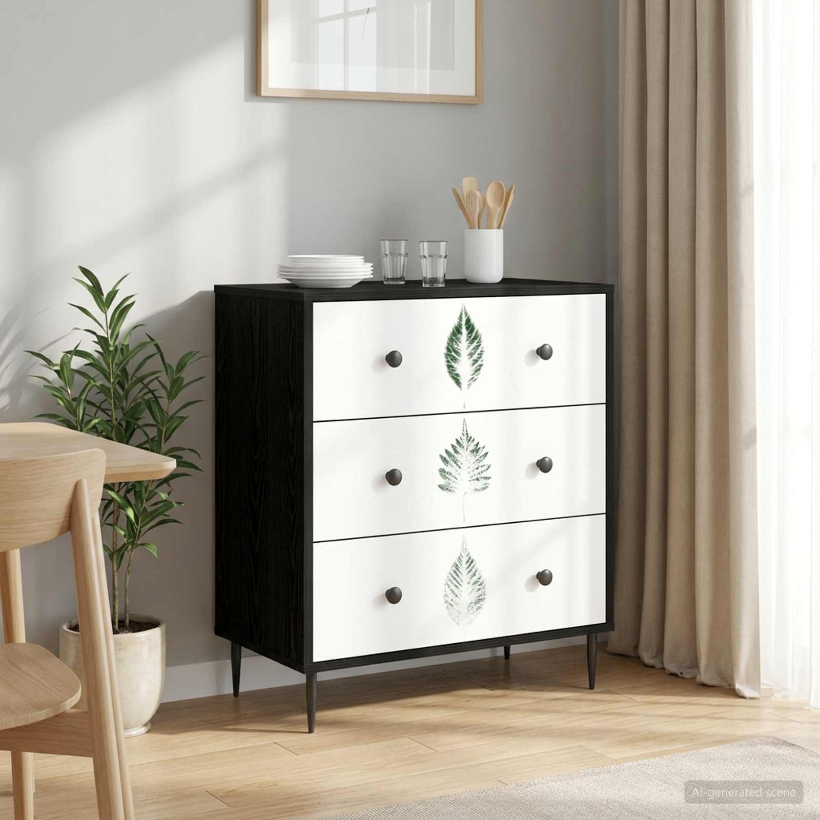 vidaXL Ladekast RHENEN Tropisch junglemotief 66 x 36,5 x 76 cm