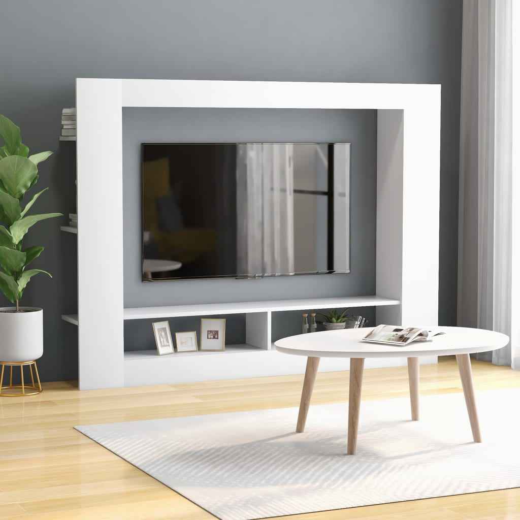 vidaXL Tv-meubel 152x22x113 cm bewerkt hout hoogglans zwart