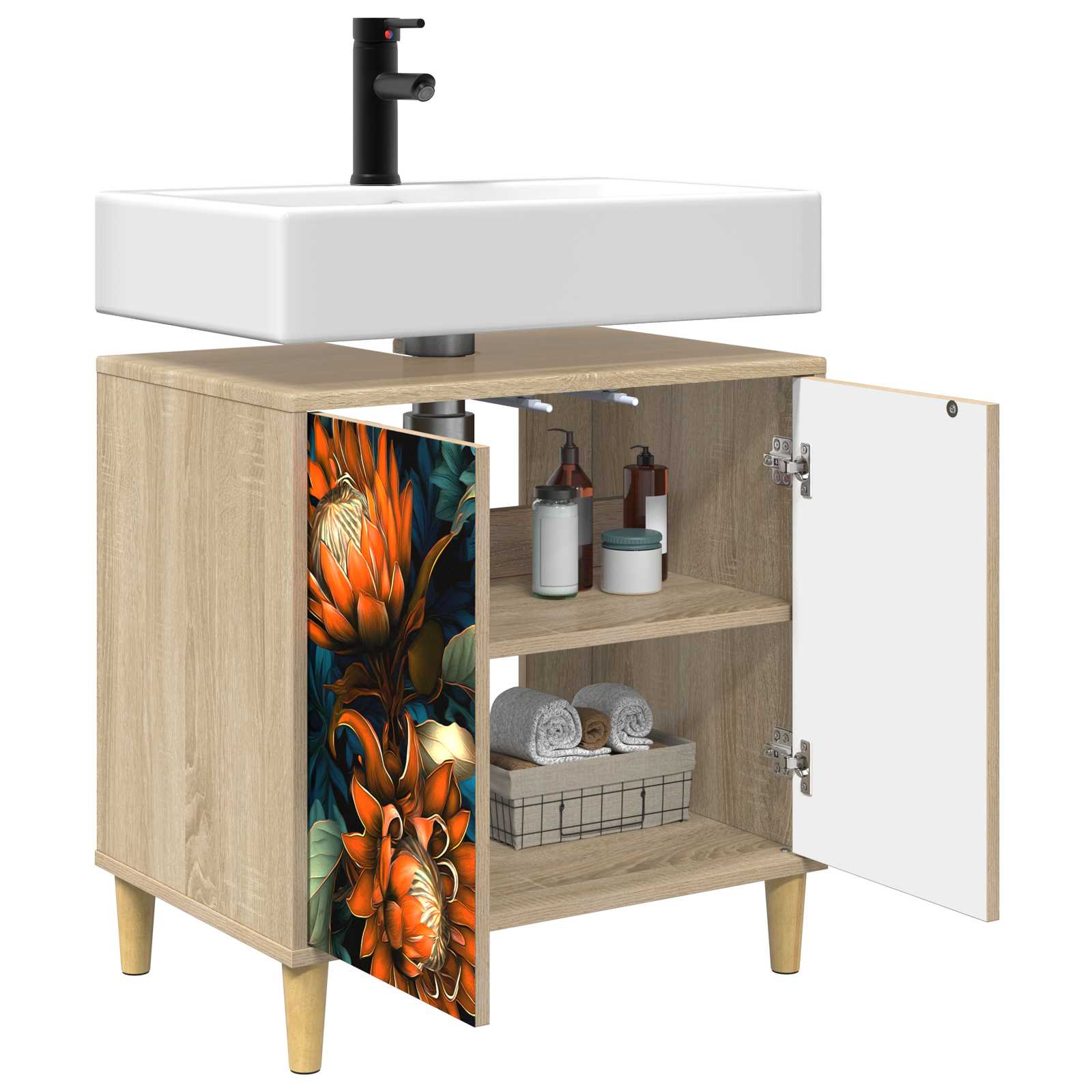 vidaXL Badkamerkast RHENEN Sonoma 60 x 40 x 60 cm Bewerkt hout
