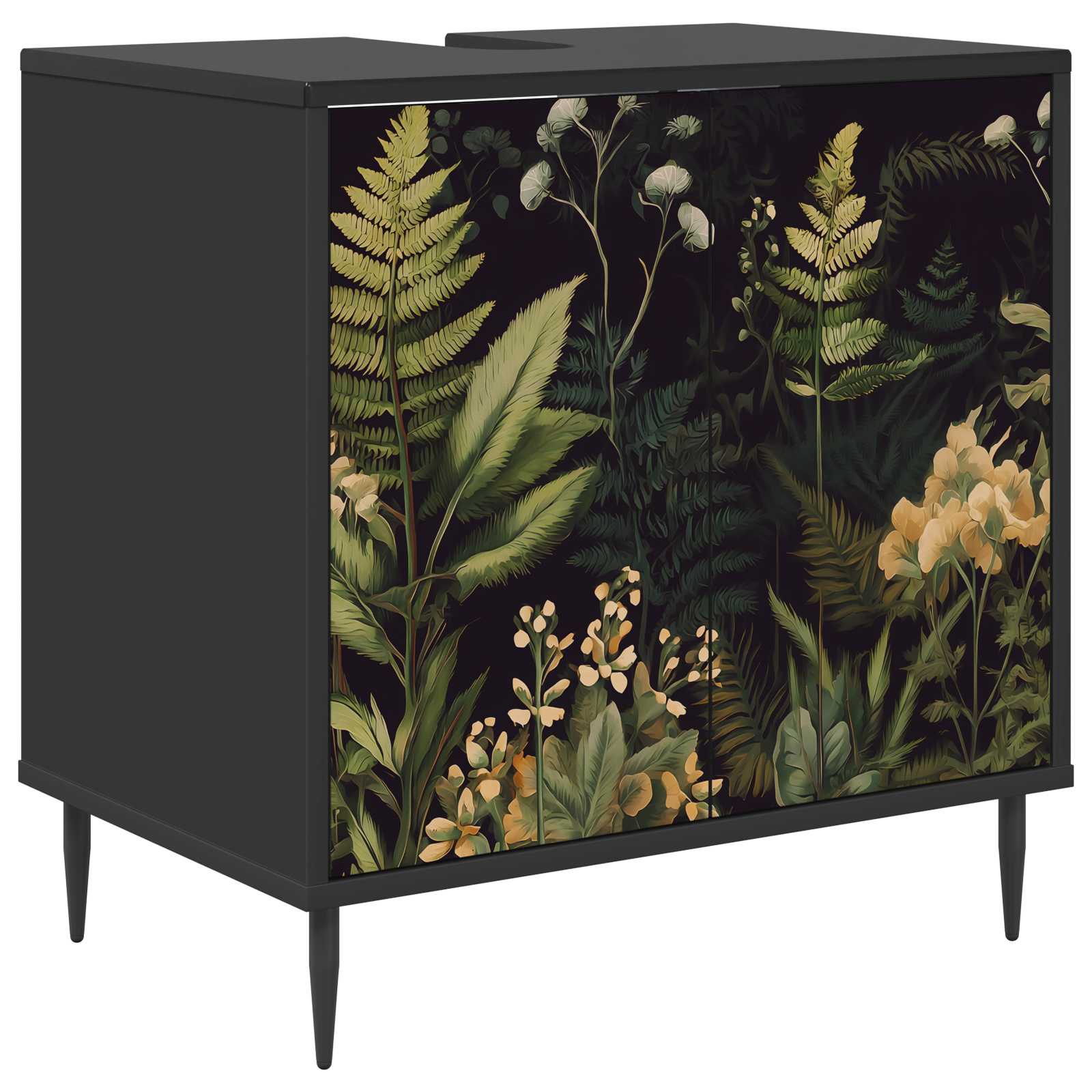 vidaXL Badkamerkast RHENEN Zwart eiken 60 x 40 x 61 cm Bewerkt hout