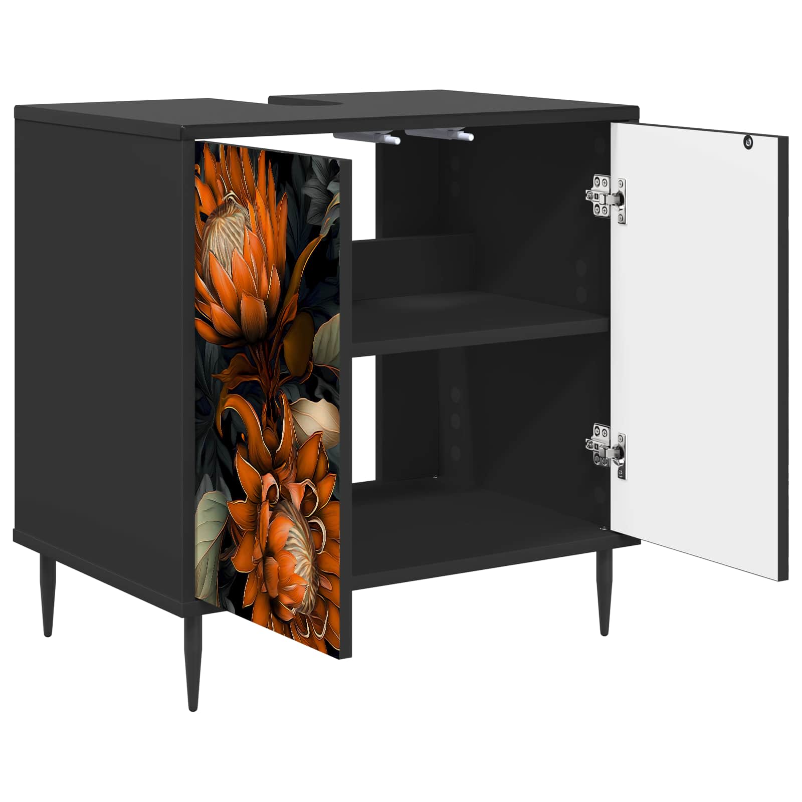 vidaXL Badkamerkast RHENEN Zwart eiken 60 x 40 x 61 cm Bewerkt hout