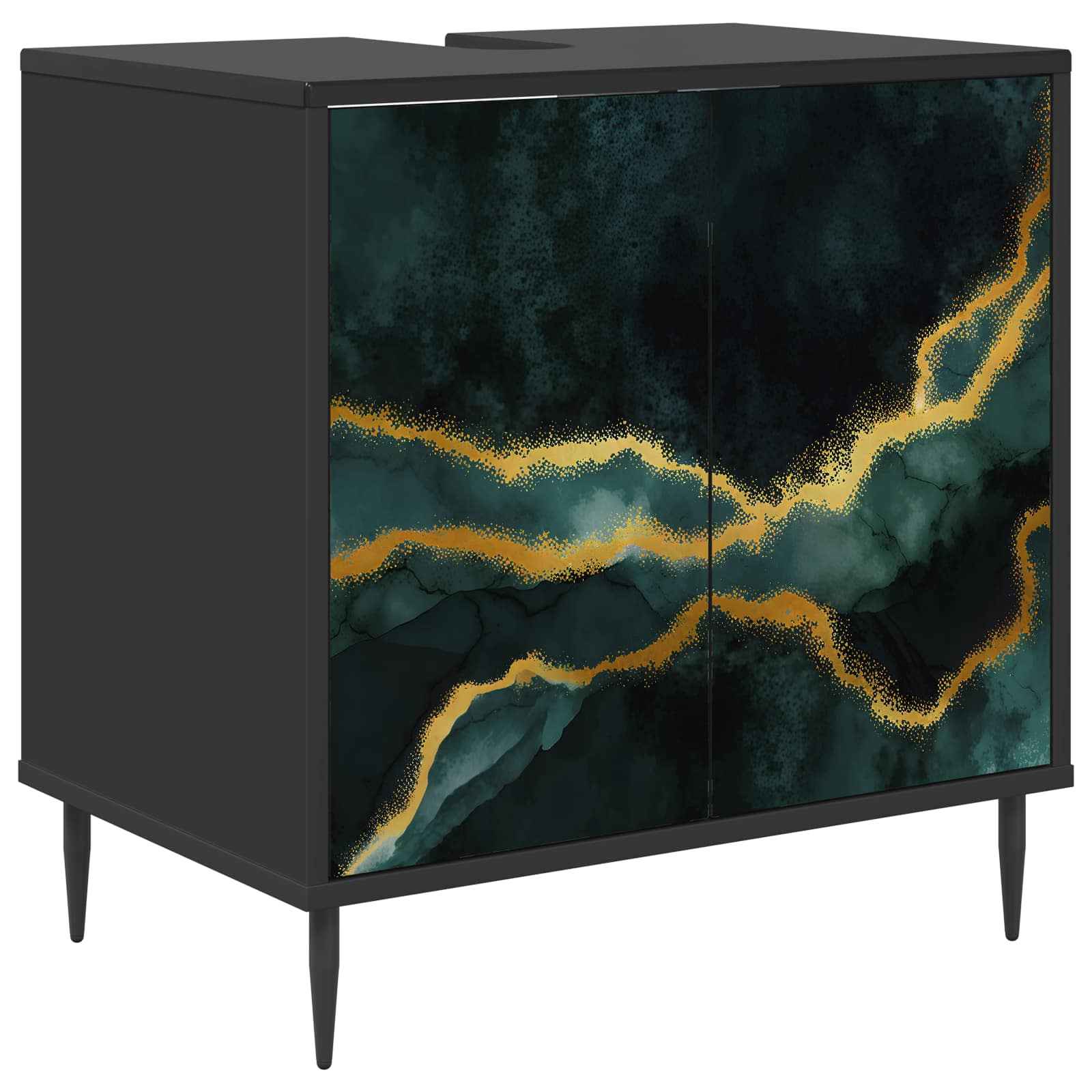 vidaXL Badkamerkast RHENEN Zwart eiken 60 x 40 x 61 cm Bewerkt hout