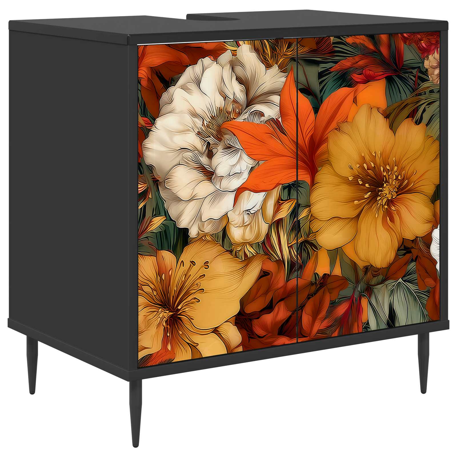 vidaXL Badkamerkast RHENEN Zwart eiken 60 x 40 x 61 cm Bewerkt hout