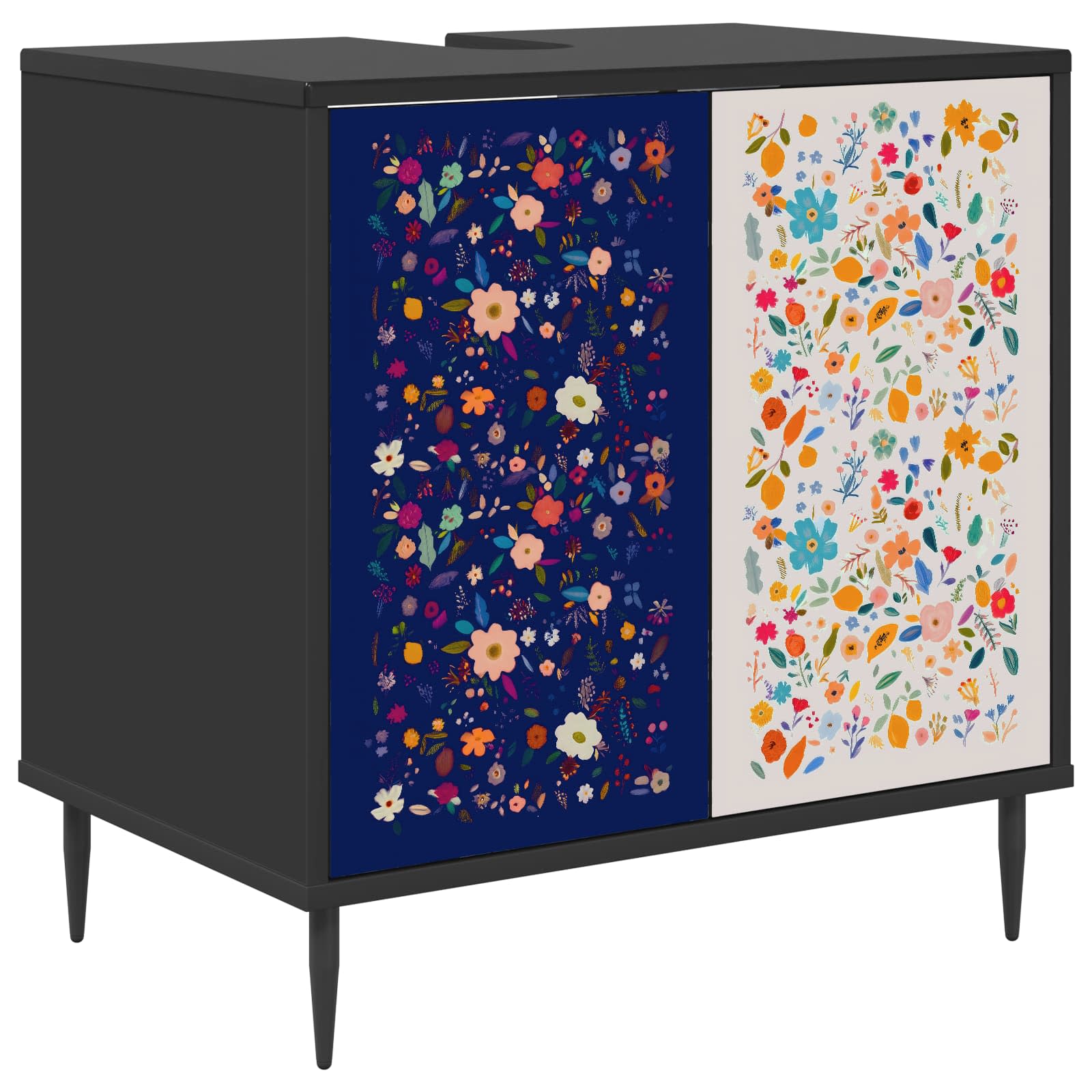 vidaXL Badkamerkast RHENEN Zwart eiken 60 x 40 x 61 cm Bewerkt hout