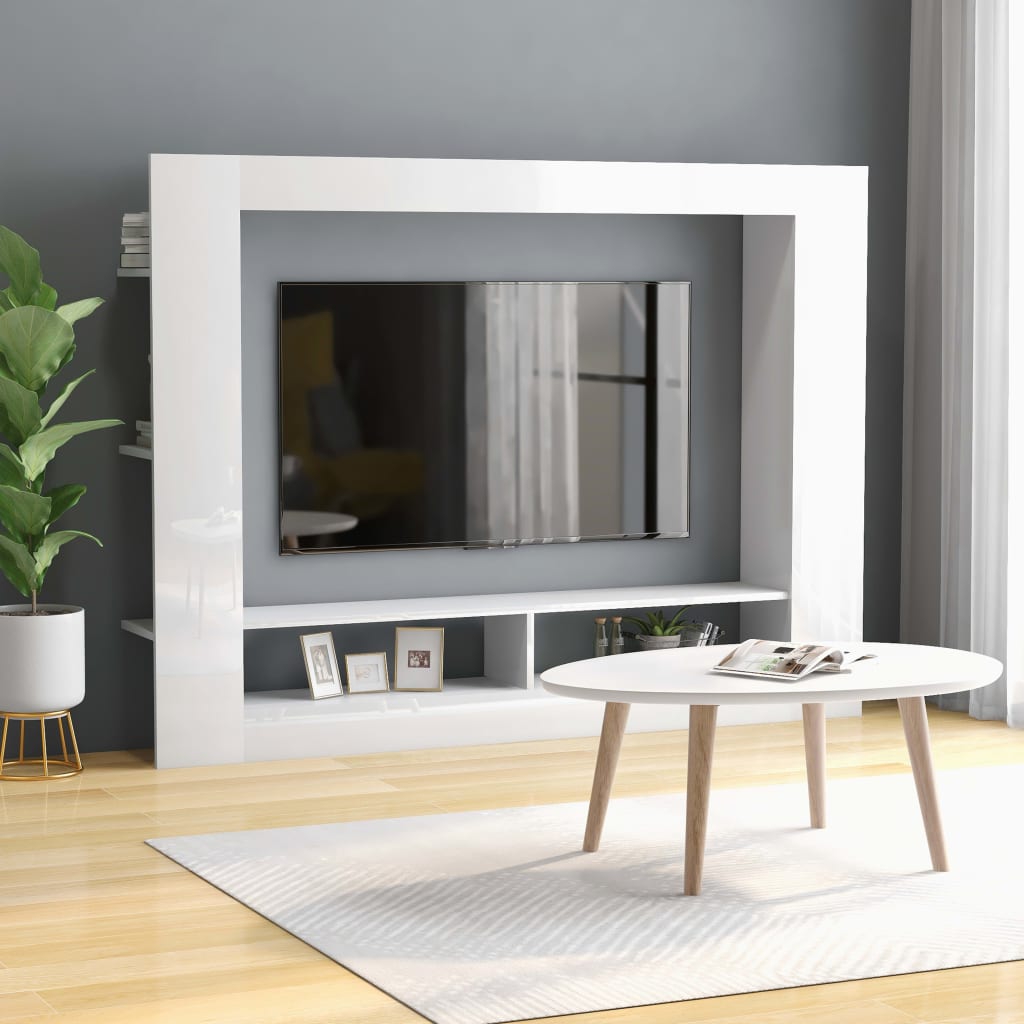 vidaXL Tv-meubel 152x22x113 cm bewerkt hout hoogglans zwart