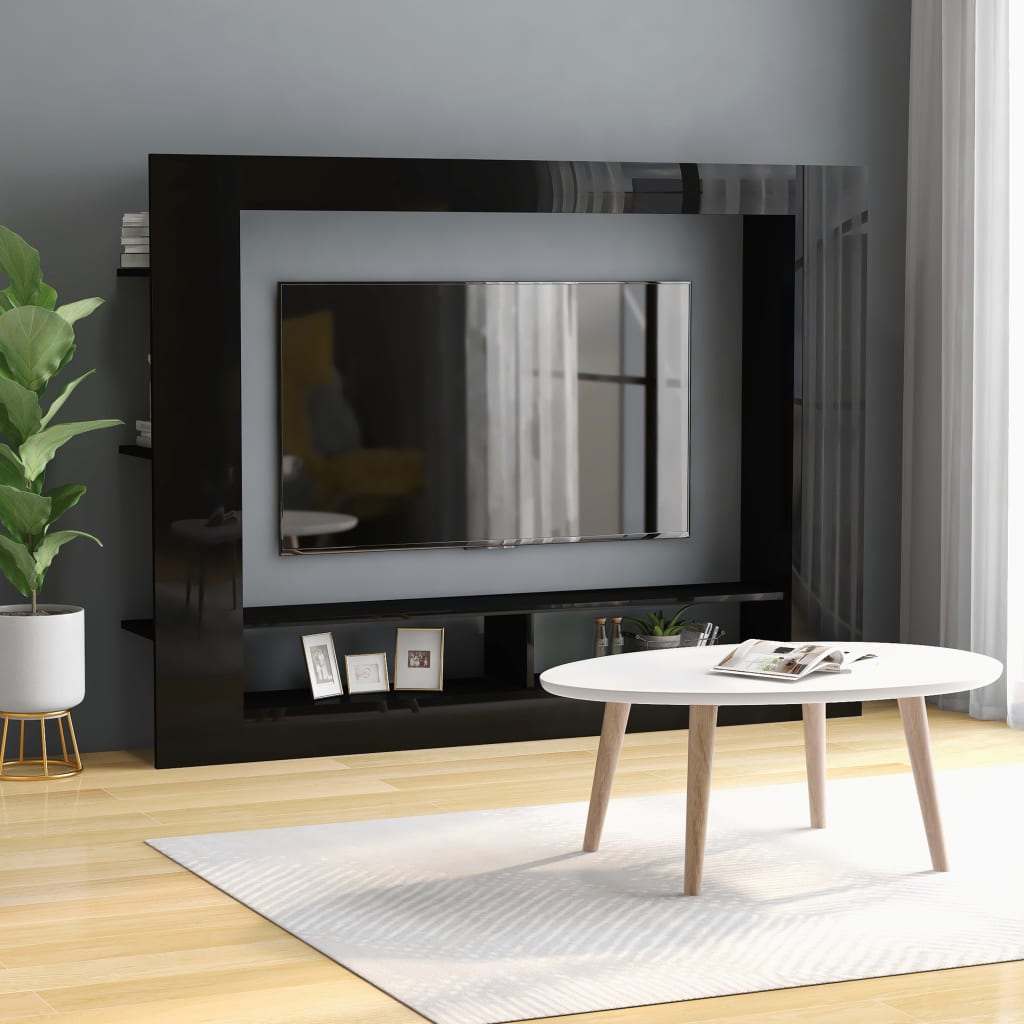 vidaXL Tv-meubel 152x22x113 cm bewerkt hout hoogglans zwart