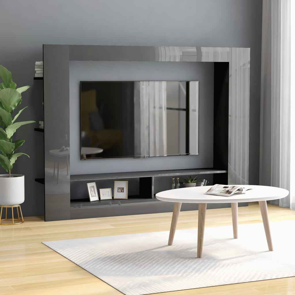 vidaXL Tv-meubel 152x22x113 cm bewerkt hout hoogglans zwart
