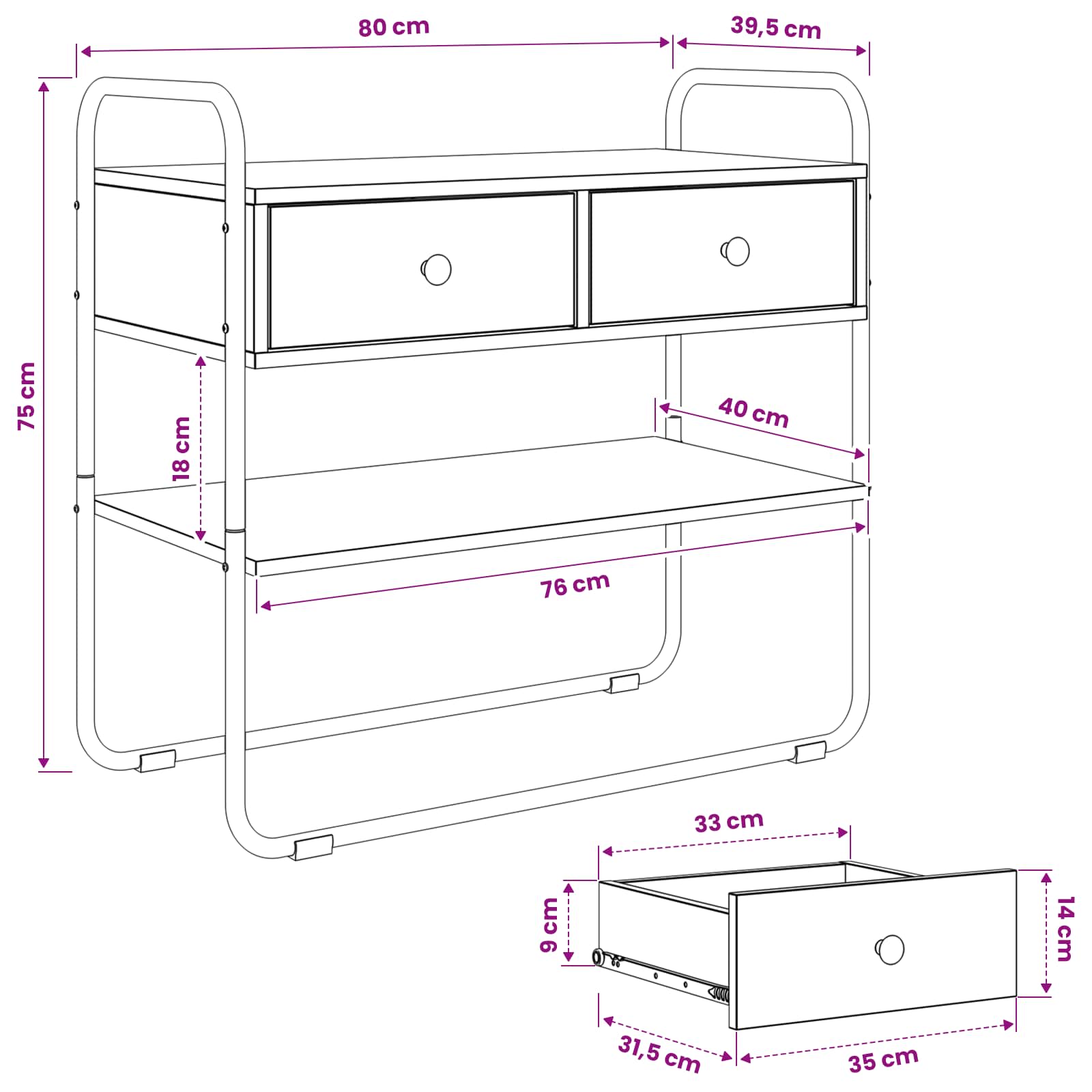 vidaXL Consoletafel Zwart eiken 100 x 40 x 75 cm Bewerkt hout