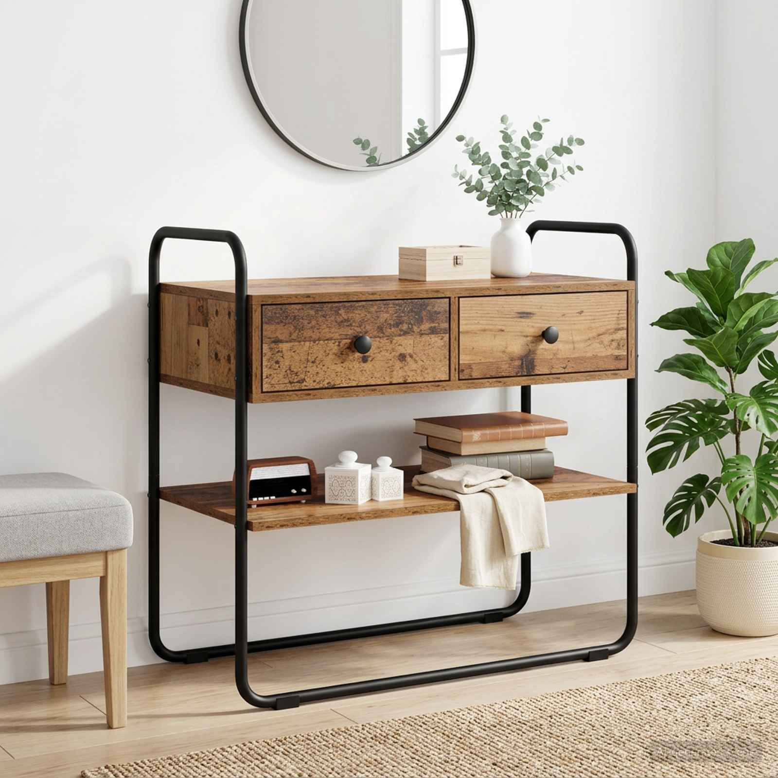 vidaXL Consoletafel Zwart eiken 100 x 40 x 75 cm Bewerkt hout