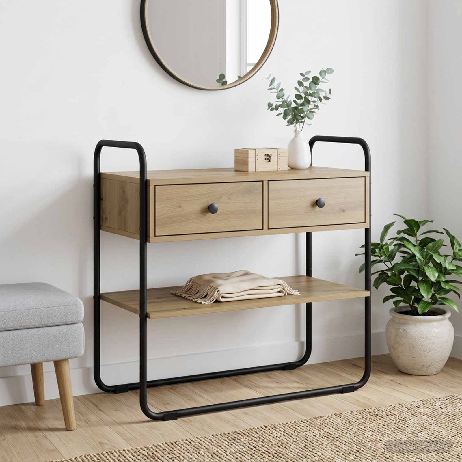 vidaXL Consoletafel Zwart eiken 100 x 40 x 75 cm Bewerkt hout