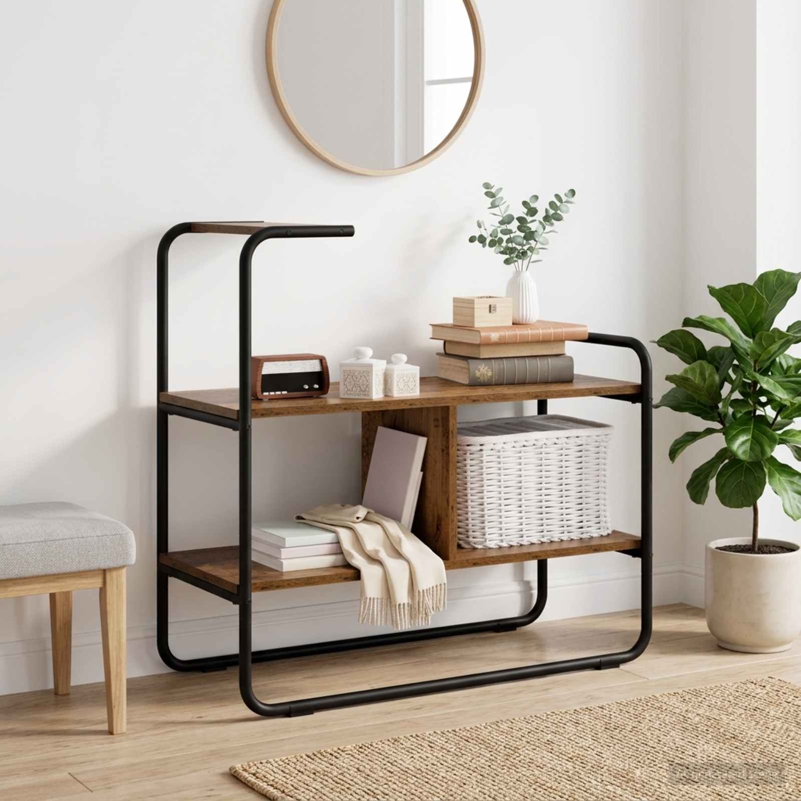 vidaXL Consoletafel Zwart eiken 80 x 35 x 75 cm Bewerkt hout