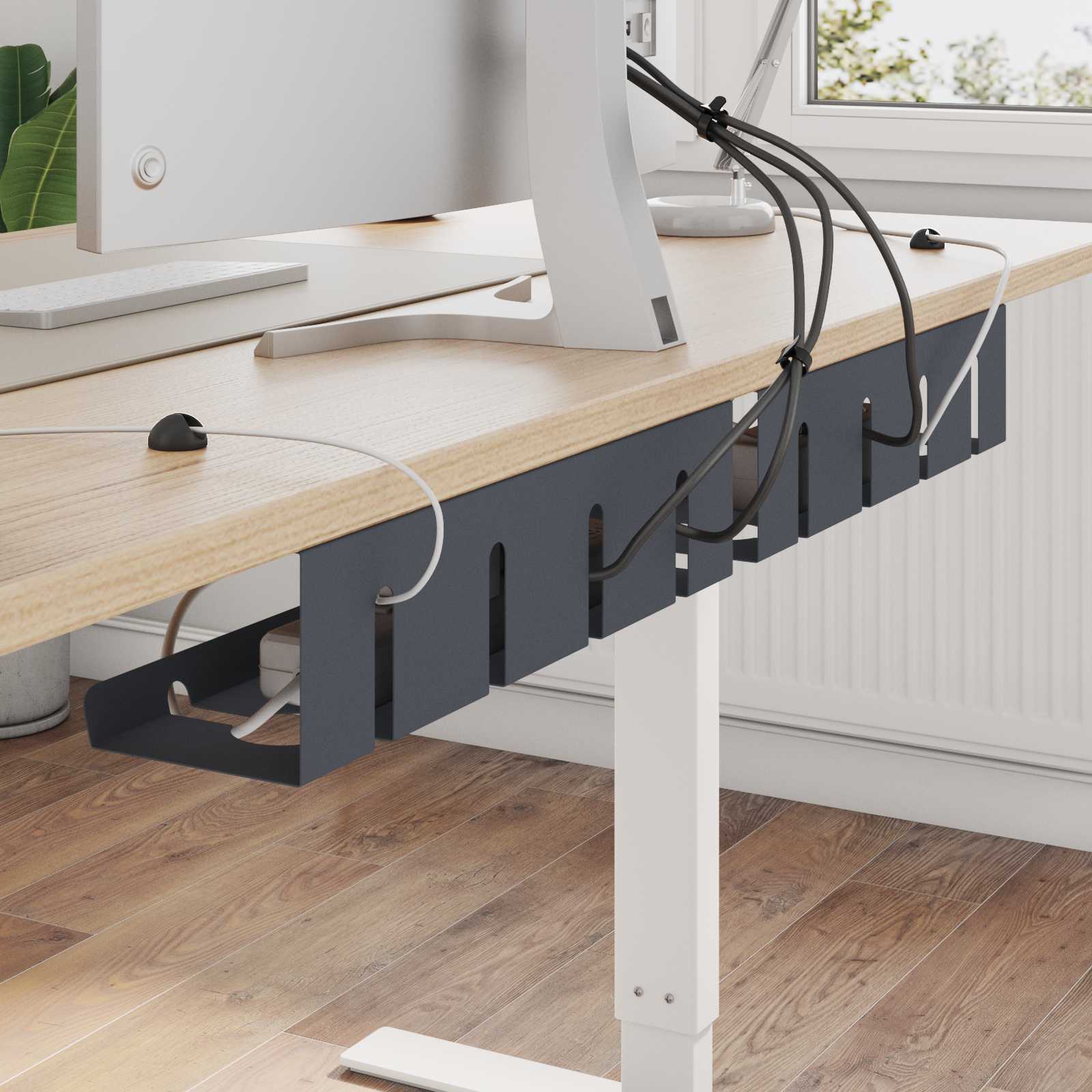 vidaXL Kabelgoot voor onder bureau 2 st Antracietkleurig