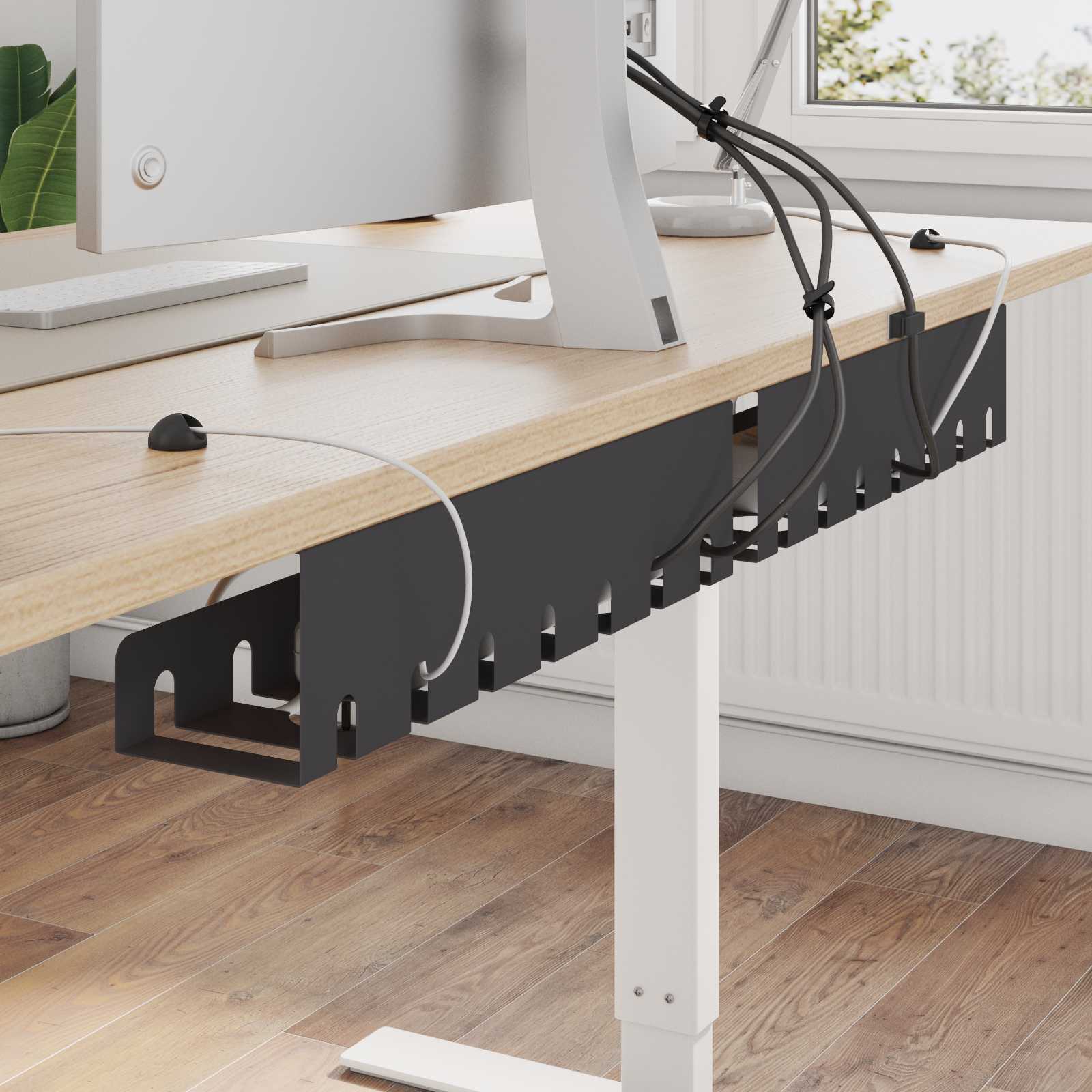 vidaXL Kabelgoot voor onder bureau 2 st Antracietkleurig