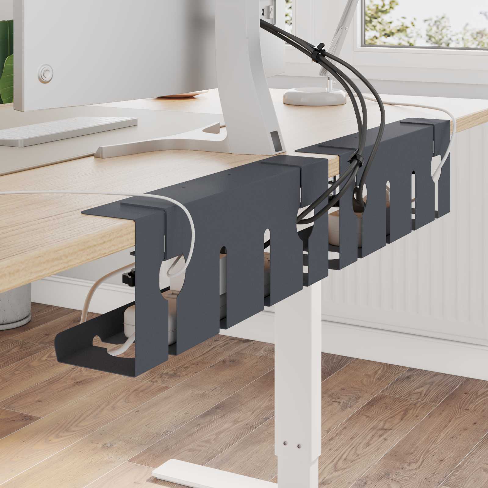 vidaXL Kabelgoot voor onder bureau 2 st Wit 43 x 10 x 15 cm